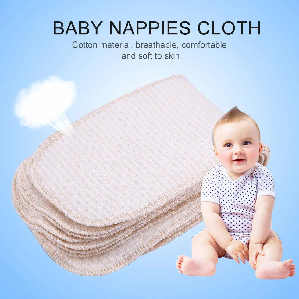 Pannolini Neonato in Cotone Morbido Riutilizzabili 10 Pezzi - Inserti Traspiranti Assorbenti per Lavabili Bambino e Bambina