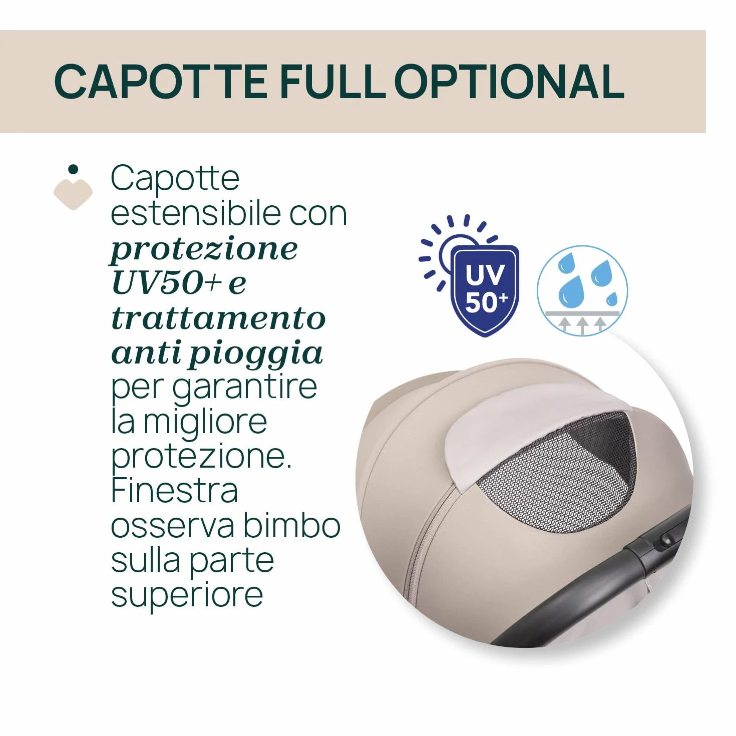 Chicco Passeggino Taormina 0+ Mesi - 22 Kg Leggero Chiusura Smart Compatta Capotte Estensibile UV50+ Antipioggia Schienale Regolabile Poggiagambe Beige