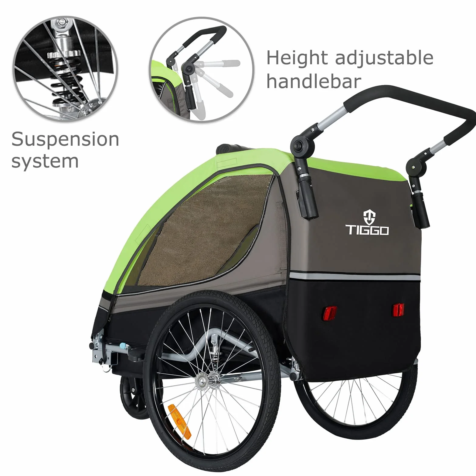 Tiggo S2 Rimorchio bambini 2 in 1 sospensione Jogger passeggino bicicletta girevole 360°