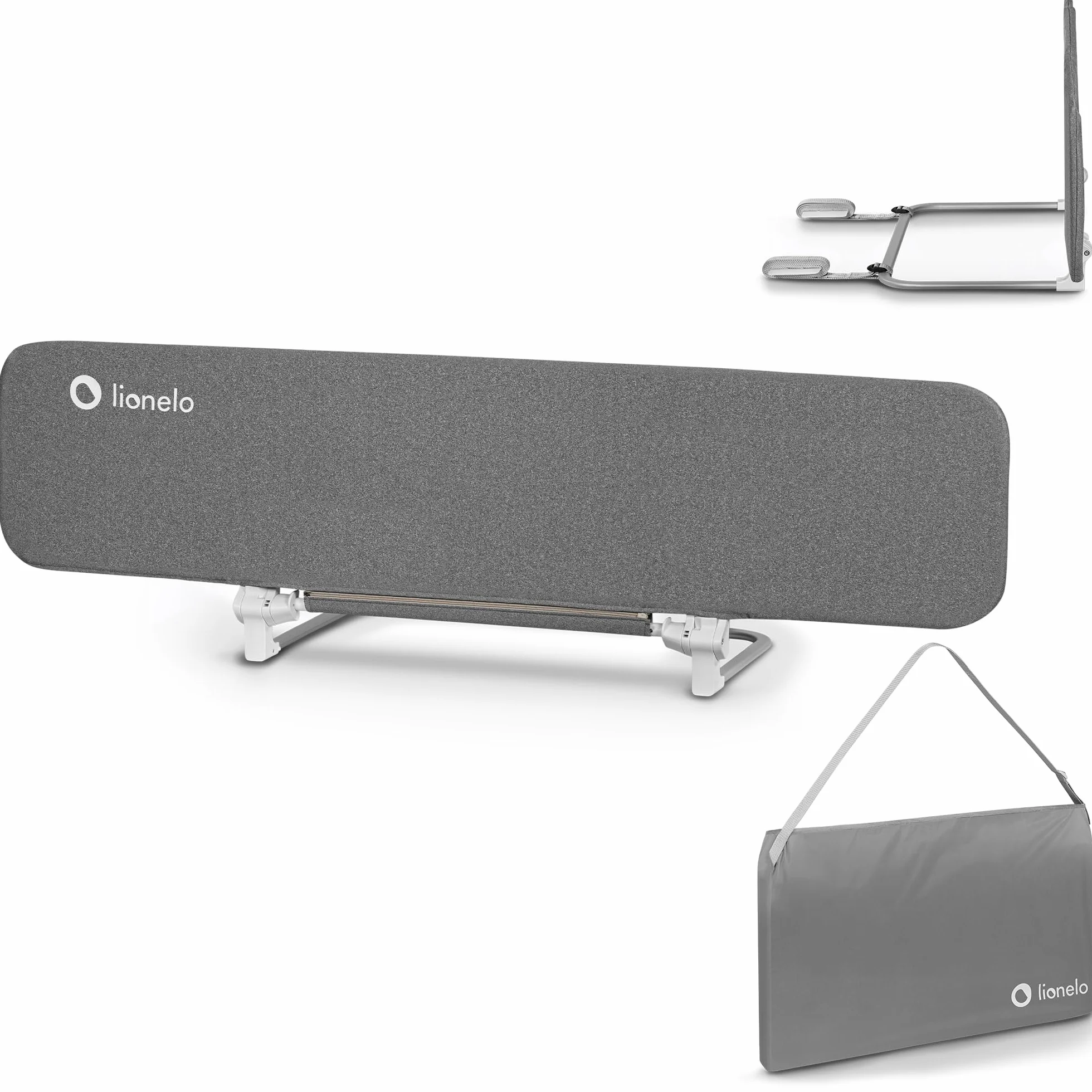 lionelo Lora Sponda Letto Portatile e pieghevole per Bambini Altezza 45cm Lunghezza 150cm Regolazione inclinazione fino a 180° Barriera letto con meccanismo di bloccaggio StandSafe impedisce la caduta