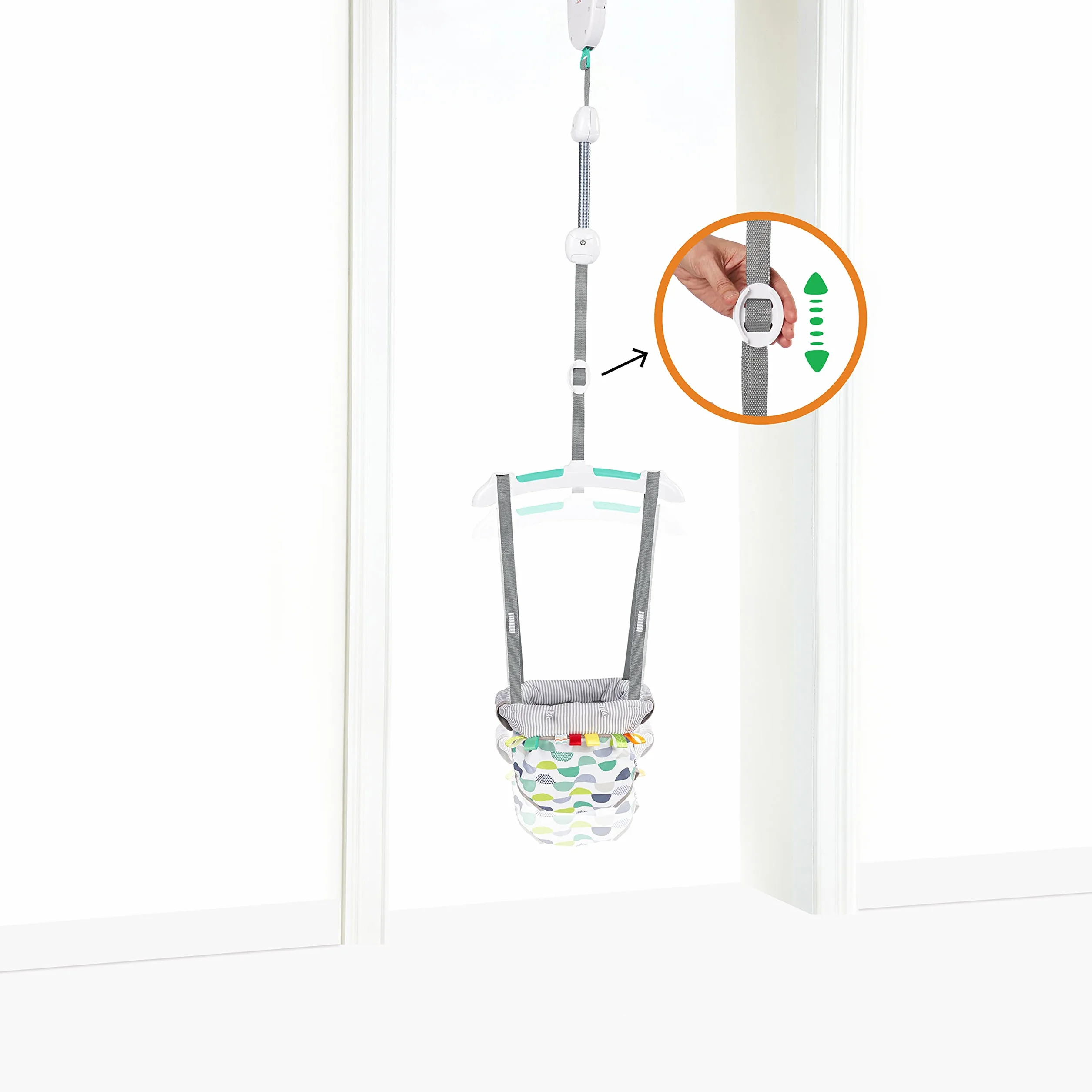 Bright Starts, Playful Parade Door Jumper Per Bambini Con Cinghia Regolabile, Multicolore, Dai 6 Mesi In Su