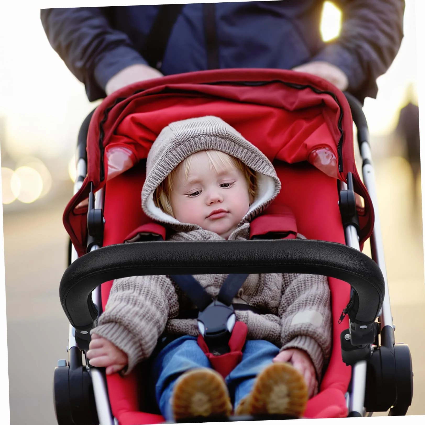 Toyvian Barra Paraurti Universale Per Passeggino Maniglia Bracciolo Sostituzione Barra Trasversale Pelle Pu Nera Paraurti Bracciolo Passeggino Maniglia Staccabile Del