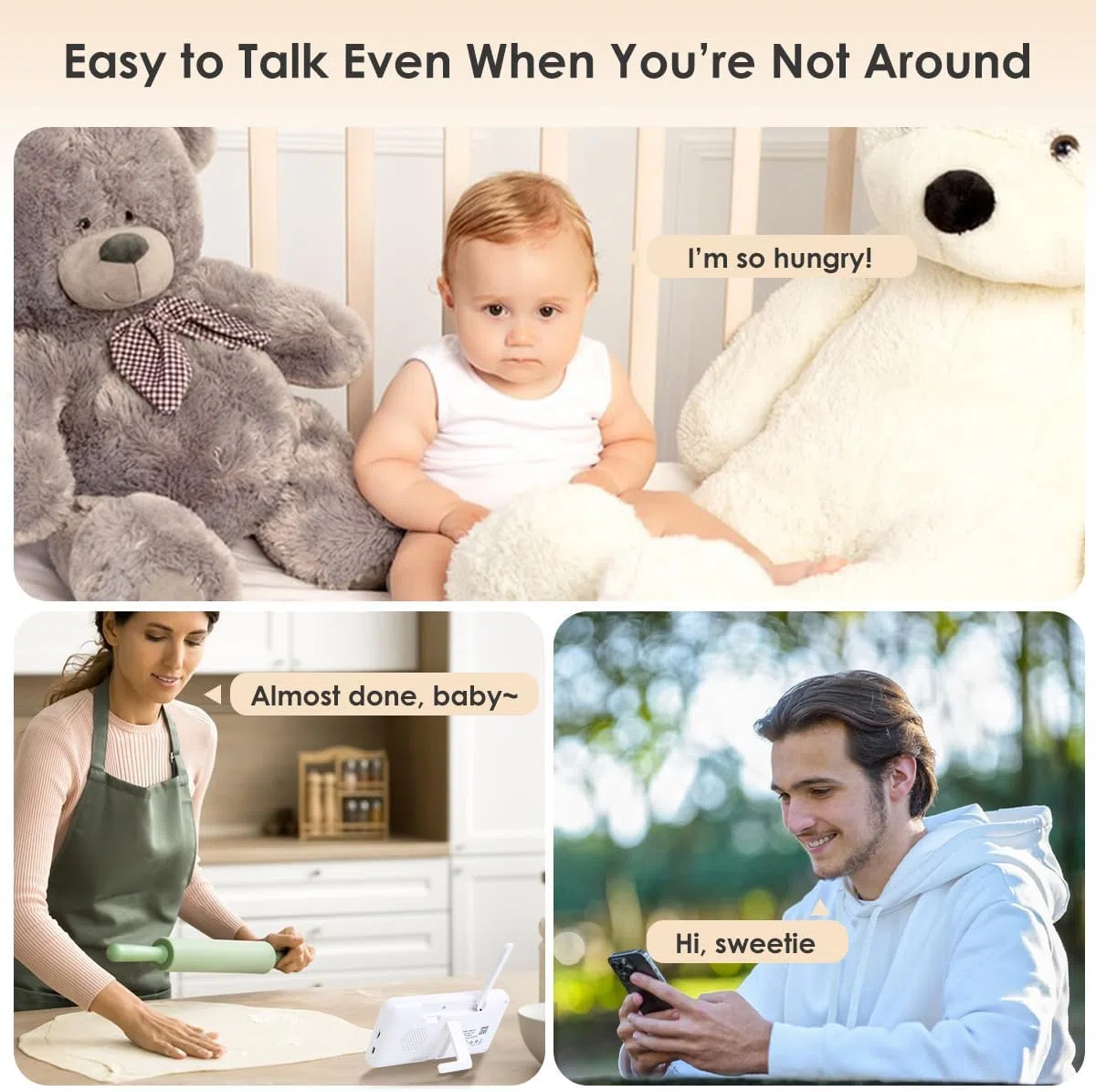 Video Baby Monitor 2K con Display 5",Telecamera a 360°,App iOS/Android,Rilevamento Pianto/Movimento/Temperatura,Visione Notturna,Batteria Potente,con/senza WiFi,per Neonati e Bambini