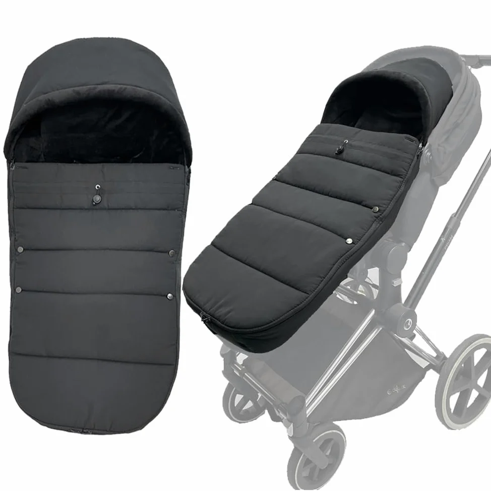Coprigambe termico universale per passeggini compatibili con Cybex Priam, Mios e Balios, fodera morbida e superficie resistente agli spruzzi, Nero
