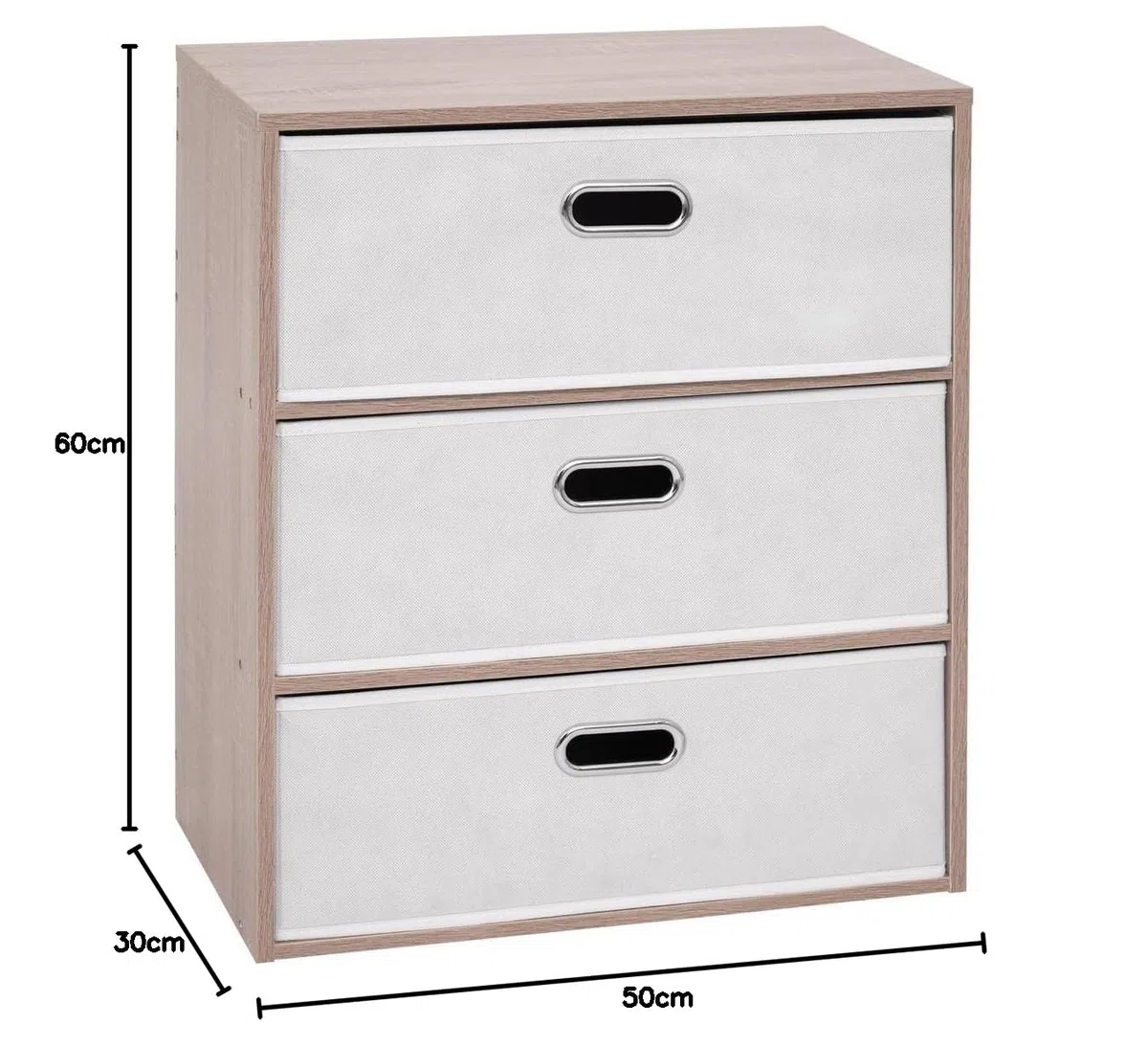 5 five simply smart 5Five - Cassettiera DRESS UP Beige - 3 cassetti - 50x30x60cm - Mobile contenitore funzionale, per organizzare la camera da letto, elegante e pratico