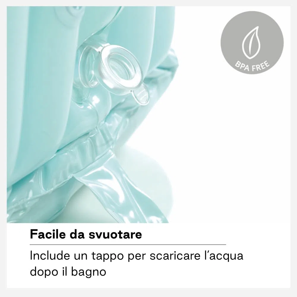 Jané Riduttore Doccia Bambino Gonfiabile 60x60 cm, Vaschetta Portatile, 70L, Ventose, Tappo Scarico, Pompa Inclusa, Blu