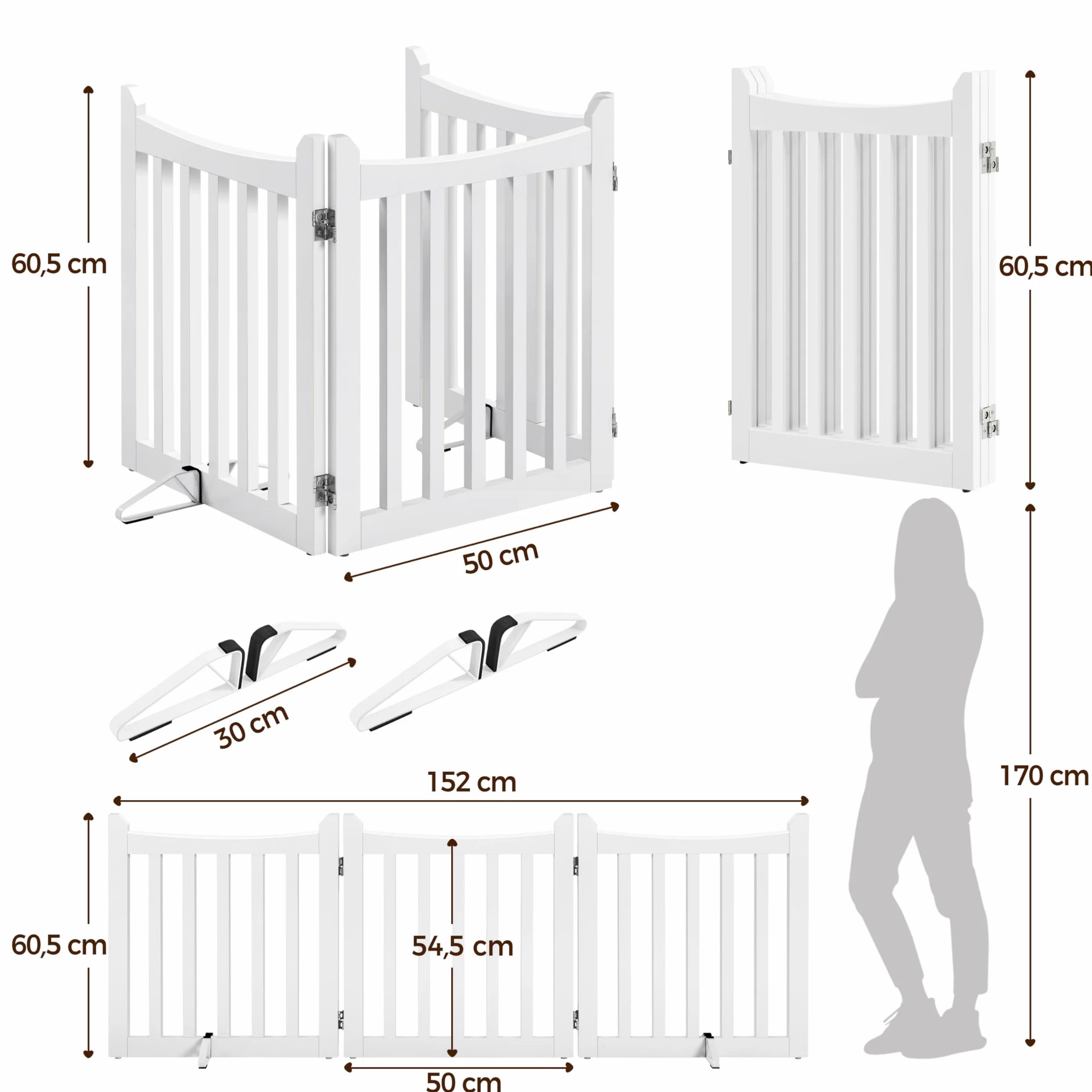 Yaheetech Cancelletto per Cani Estensibile Pieghevole Sicurezza Interno Legno 3 Pannelli 151,5×60,5 cm Bianco