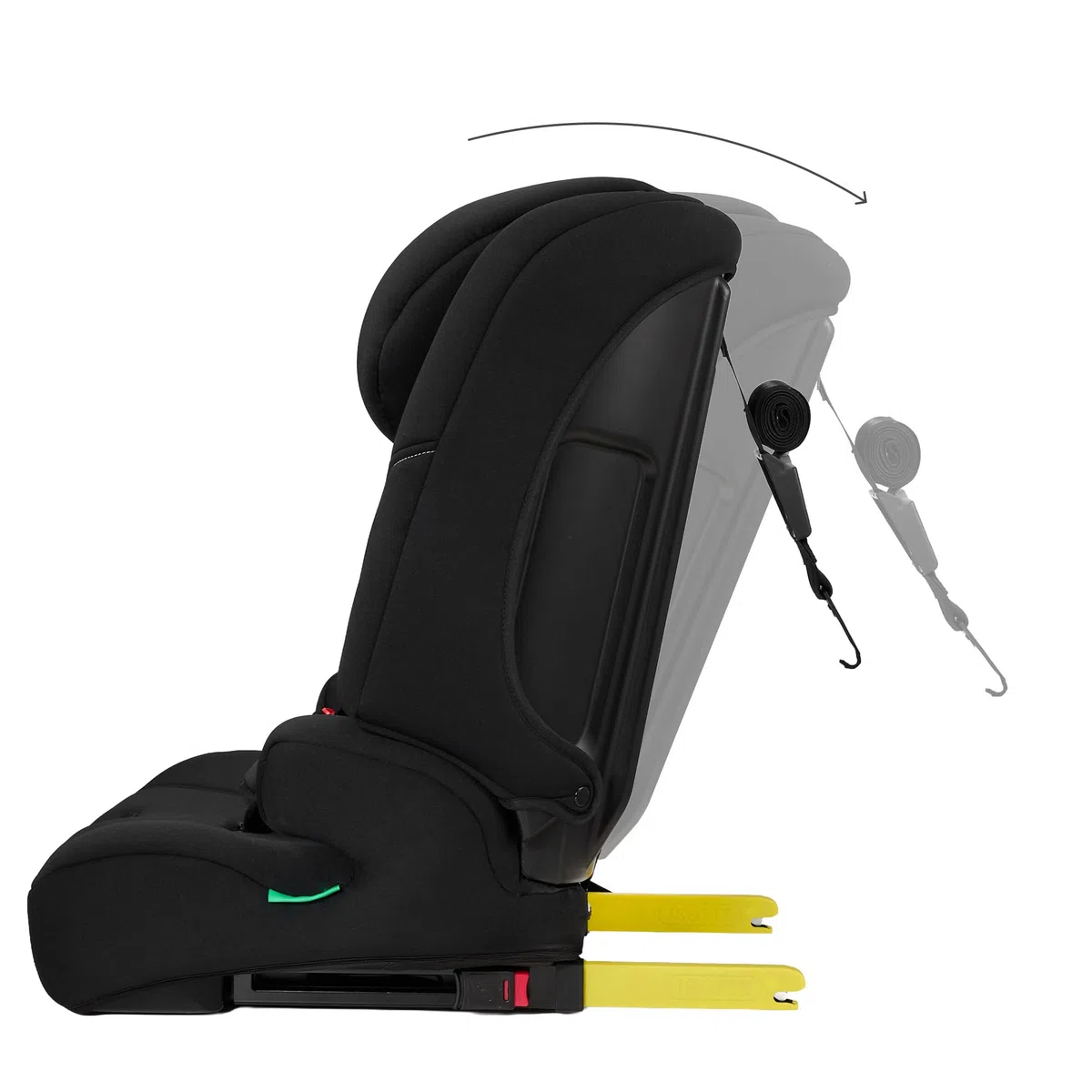 Kinderkraft SAFETY FIX 3 PRO I-SIZE 76-150 cm Seggiolino Auto 9-36 kg isofix, Alzatina auto bimbi, Poggiatesta regolazione, Cinture di sicurezza, extra TOP TETHER, Facile da pulire, Nero