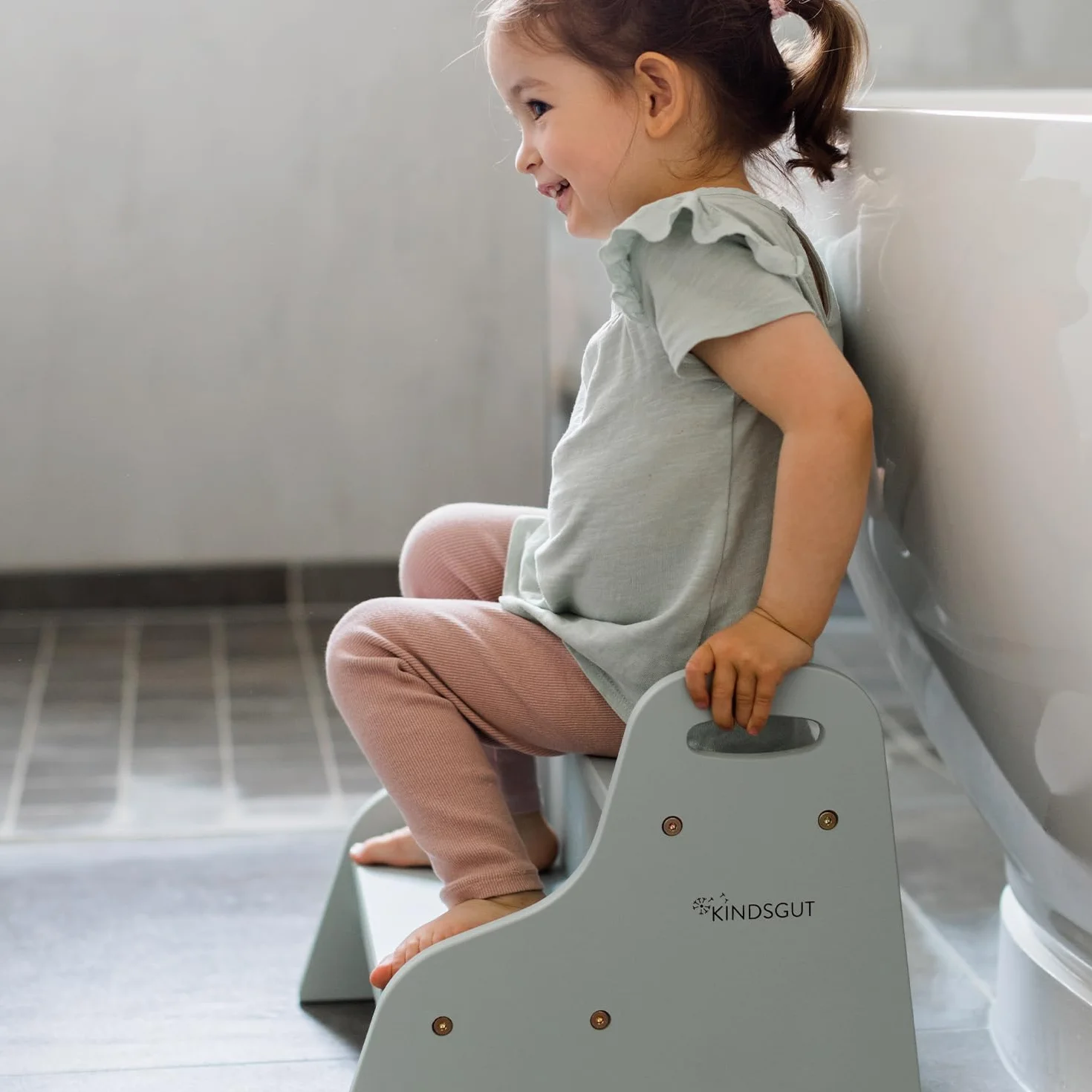 Kindsgut Scaletta in legno sgabello 2 gradini bambini acquamarina