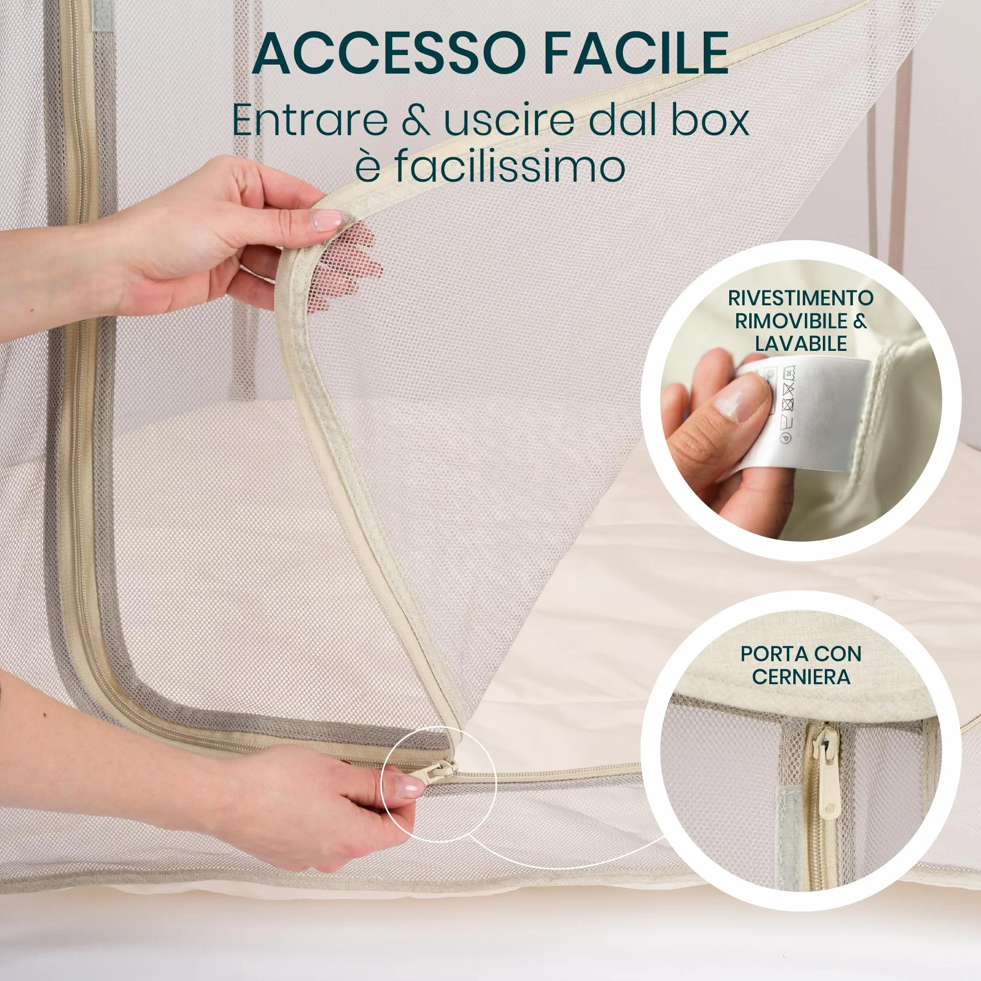 Tutti Bambini Box Bambini Pieghevole Recinto Neonato 135 x 135 x 75 cm Ecru