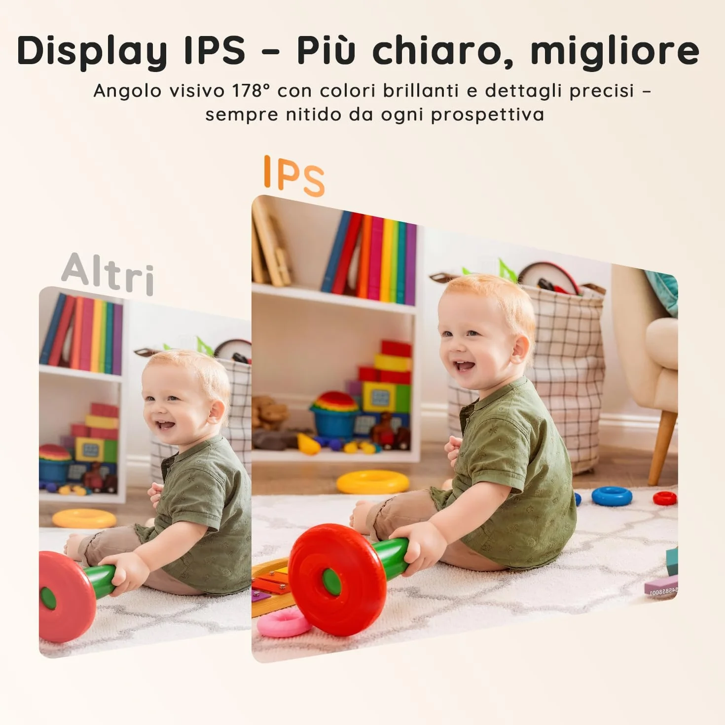 Baby Monitor Video e Audio 5" IPS 1080P, Visione Notturna, VOX, Zoom 3x, Plug & Play Senza WiFi per Neonati