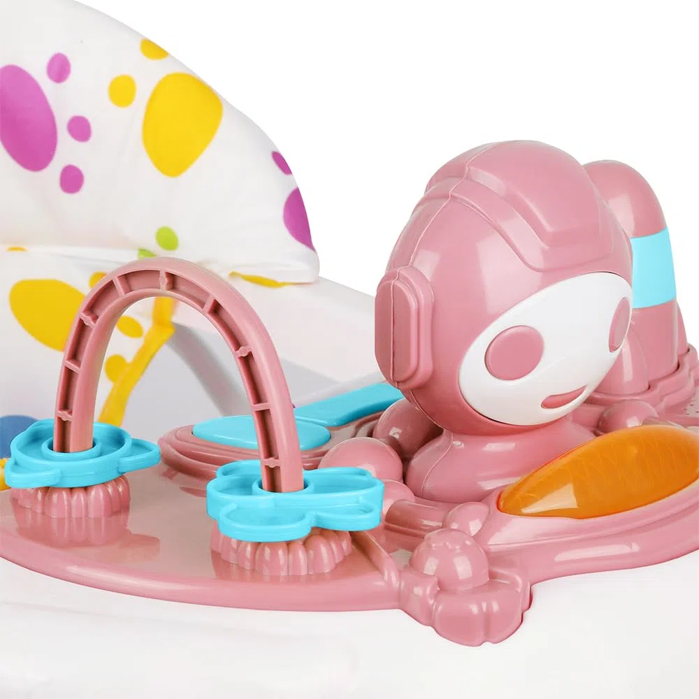 Andador per Bambini e Bambine Scalabile 3 in 1, Andador Pieghevole per Camminare con 3 Altezze Regolabili, Sedile e Vassoio Rimovibili, Centro Attività per 6+ Mesi, Portata 12 KG - 62 x 68 x 36-81 cm