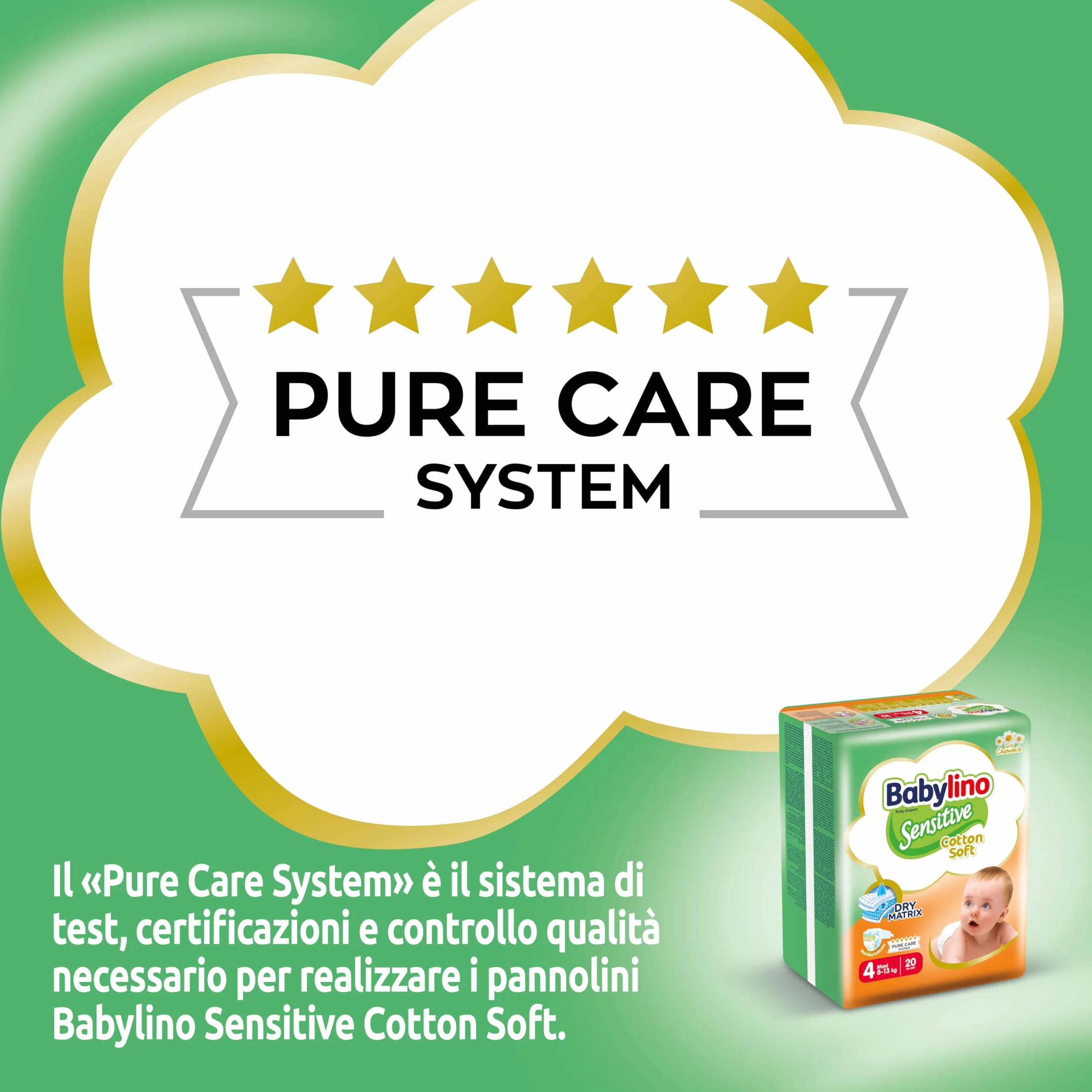 Babylino Sensitive Cotton Soft Pannolini Taglia 4 Maxi 8-13kg 150 Unità
