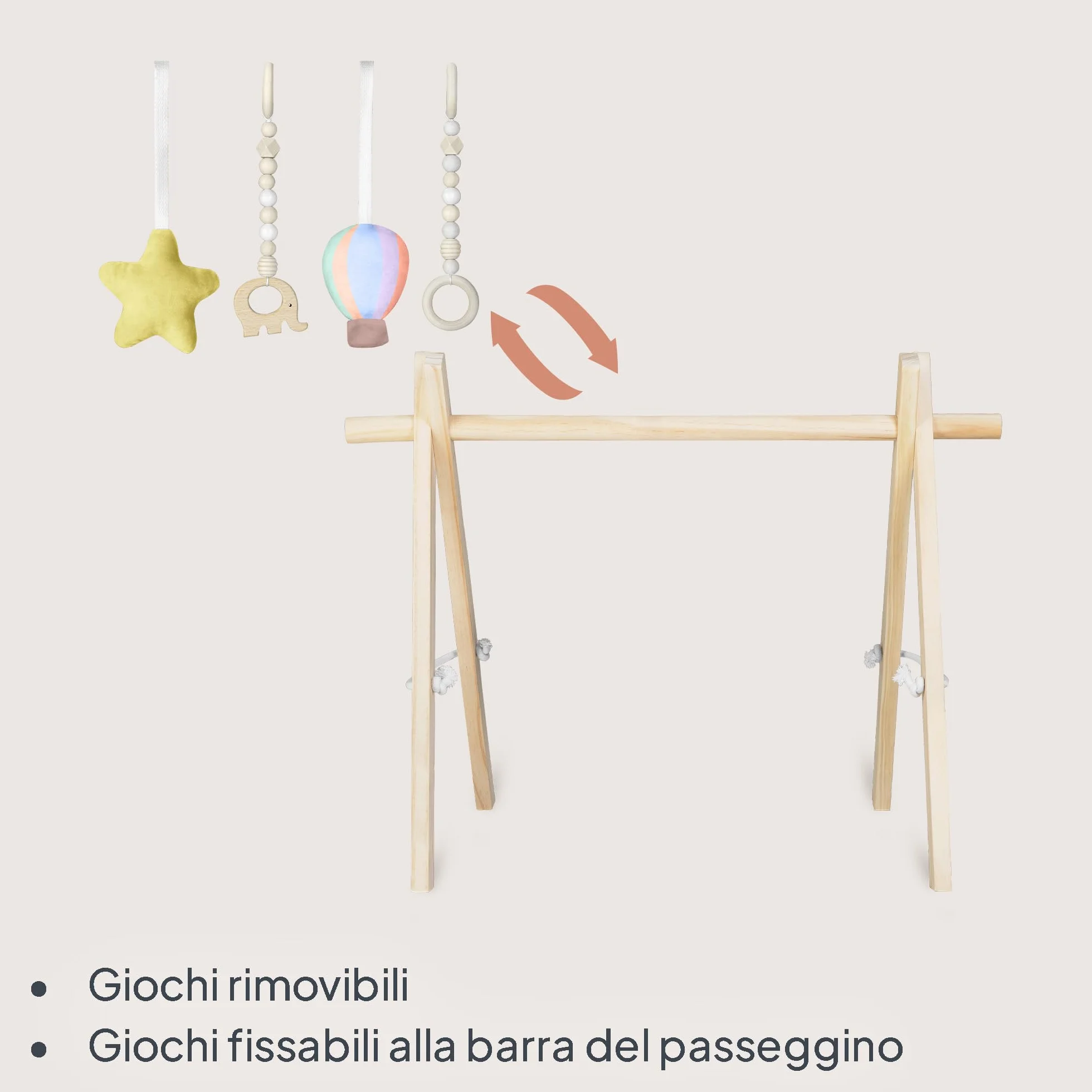 Lionelo Anis Palestrina Legno Baby Gym Giochi Rimovibili Pieghevole Centro Attività Neonato Giocattolo Montessori