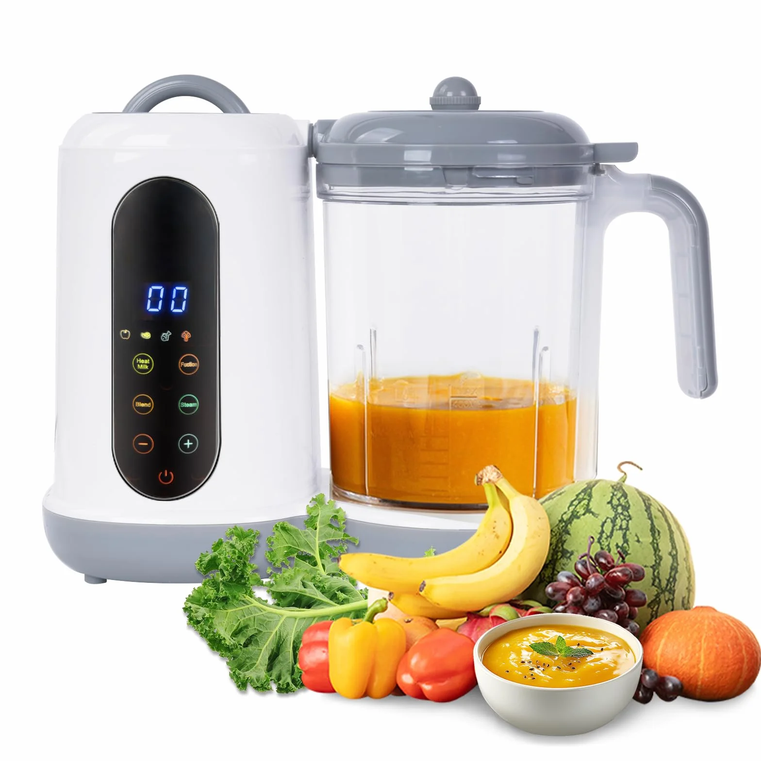 Cuocipappa 4 in 1 Robot da Cucina Multifunzione, Cottura e Tritatura Automatica, Touchscreen