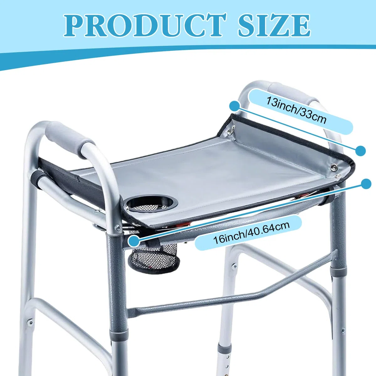 Vassoio Walker con portabevande universale Walker Tray per anziani, vassoi per passeggiate, bordi rialzati, impermeabile, con design da 10 lbs per anziani e disabili