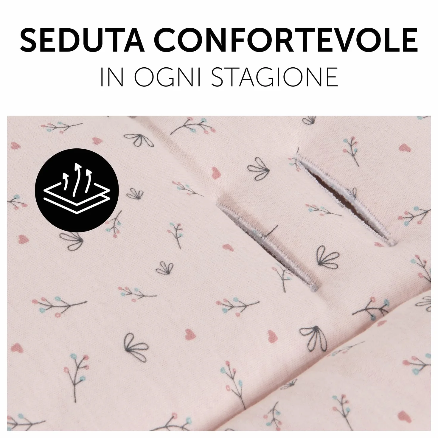 hauck Copriseduta Passeggino e Rimorchio Bici Universale, Fiori Rosa - Protezione Seduta Imbottita, Rivestimento in Cotone, Compatibile con Cintura 5 Punti