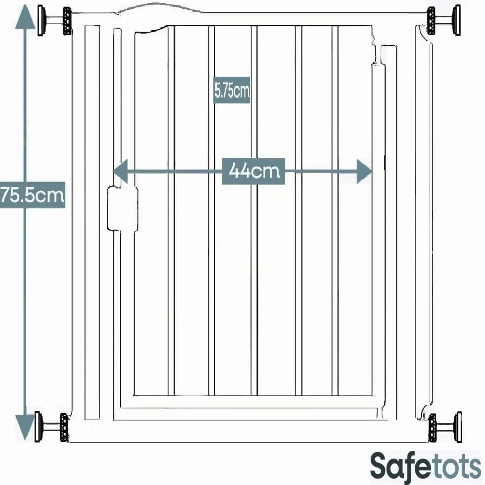 Safetots Cancelletto per Scale a Pressione con Chiusura Automatica, Stretto, 68,5cm - 75cm, Bianco