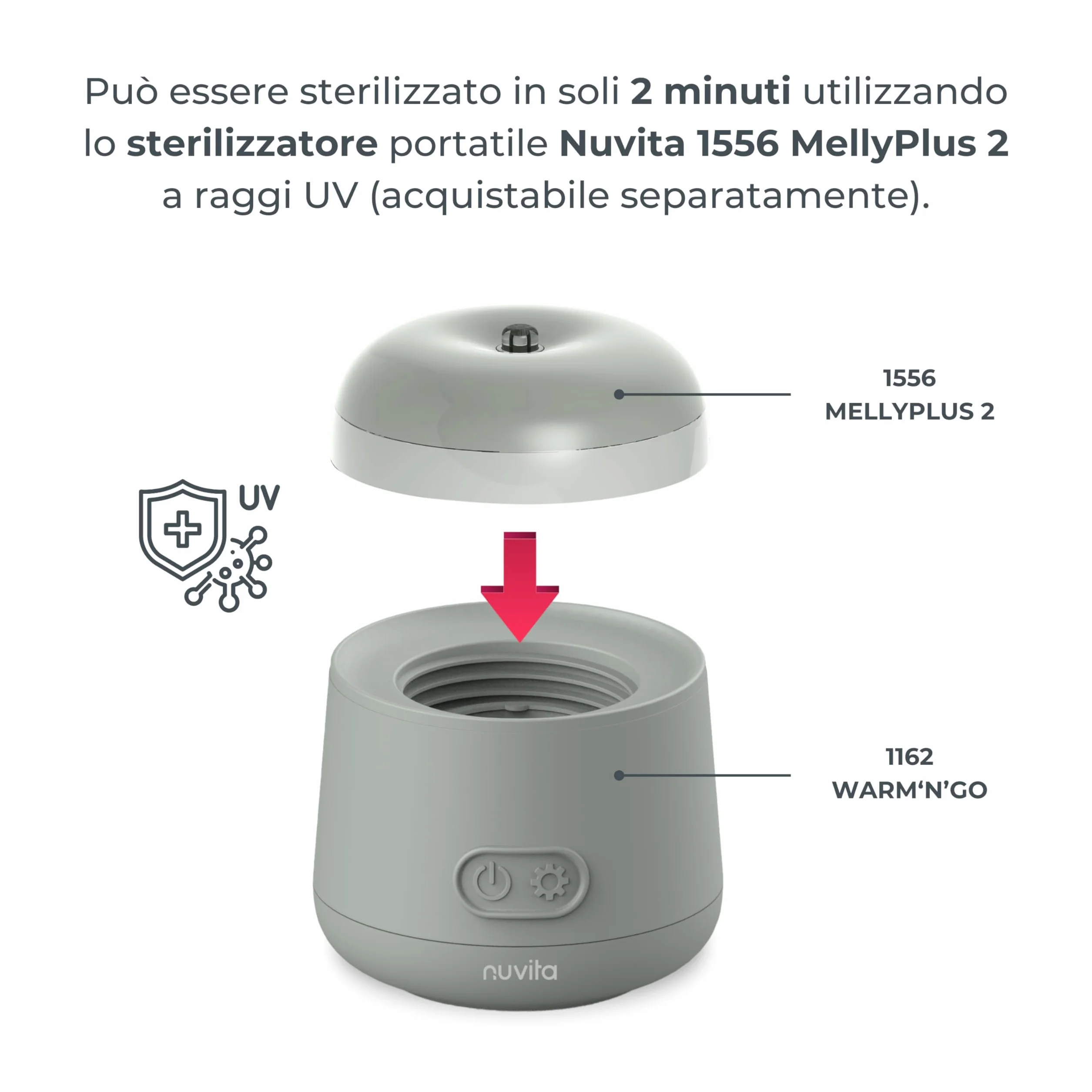 Nuvita Scaldabiberon Portatile Universale 1162 Warm'n'Go con USB, 4 Impostazioni di Temperatura, Scalda fino a 8 Biberon