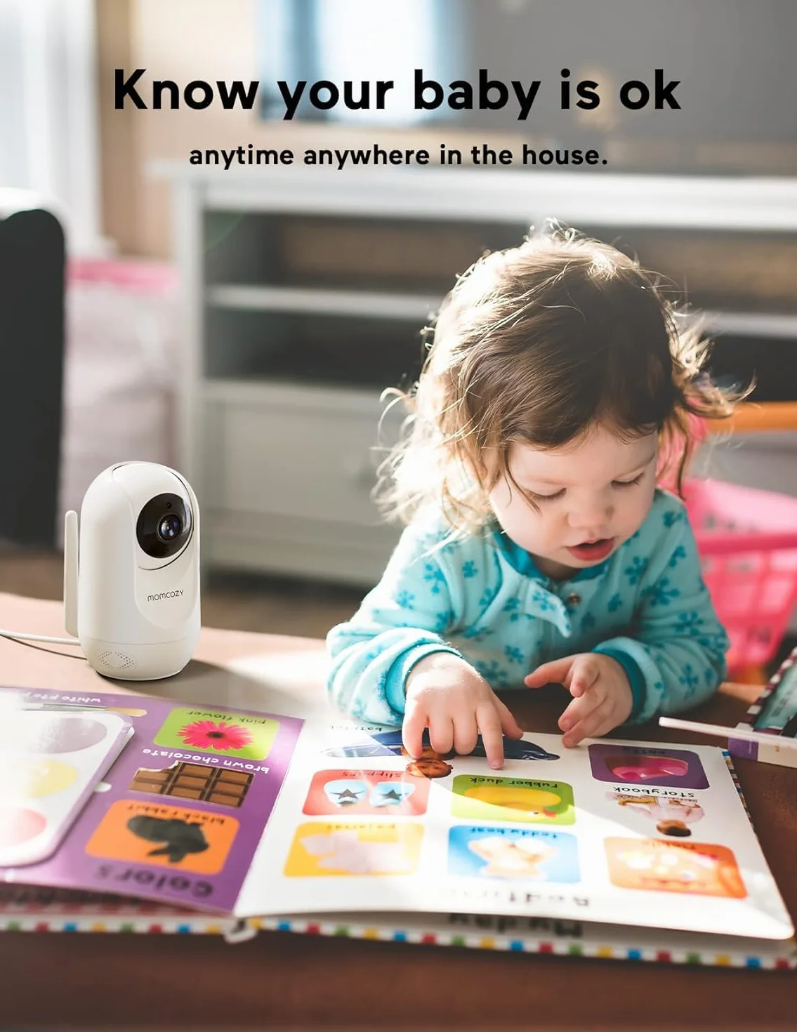 momcozy BM01 Baby Monitor Video con 2 Telecamere, 5" 1080P HD Split-Screen, Batteria 5000mAh, No WiFi,Visione Notturna, Audio Bidirezionale, VOX, 300m, Idea Regalo Nascita per Gemelli