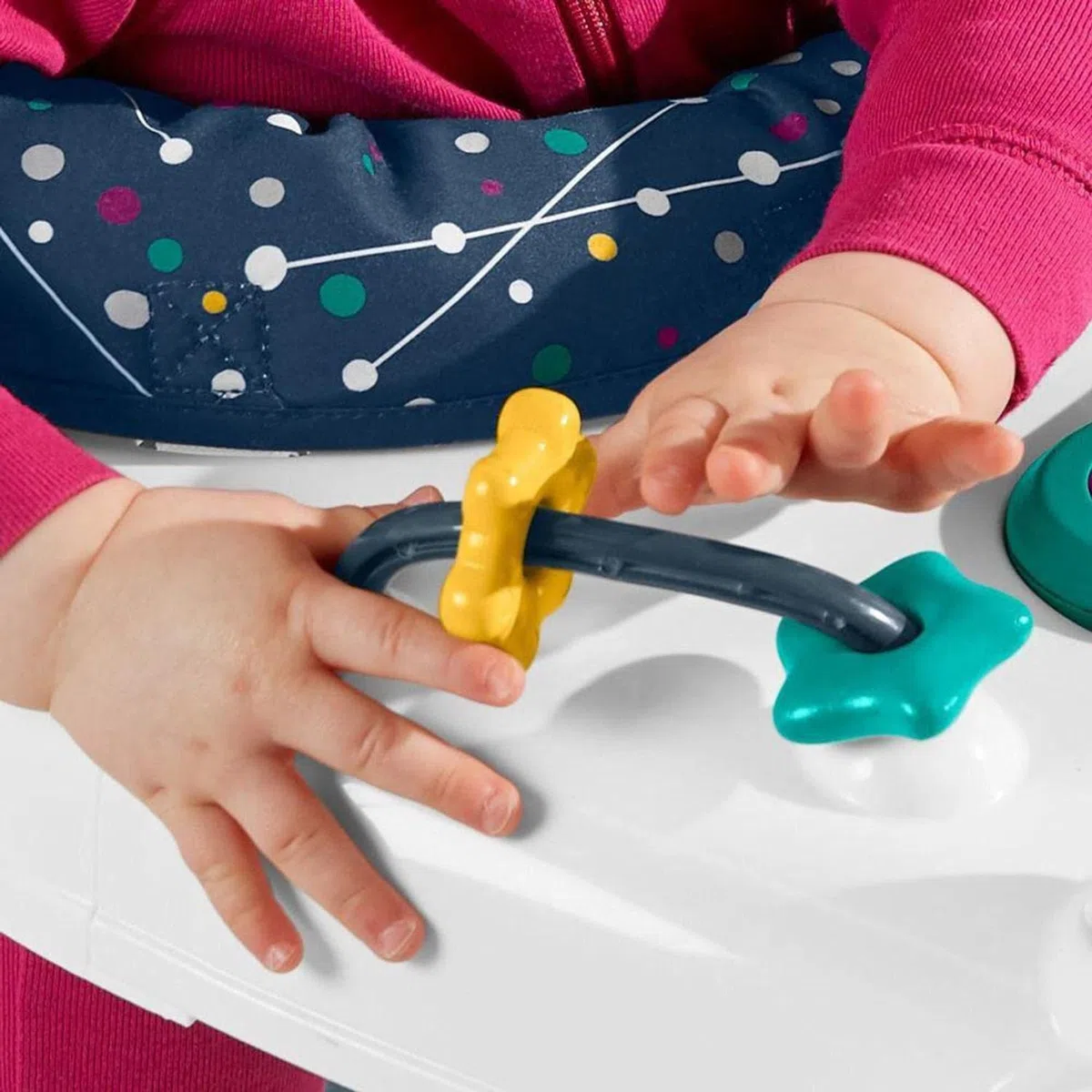 Fisher-Price GPT46 Centro attività Salvaspazio Galaxy Tema Gatto Spaziale, Sedile Saltellante, Luci, Musica Giocattolo per Bambini 6+Mesi, Imballaggio Standard