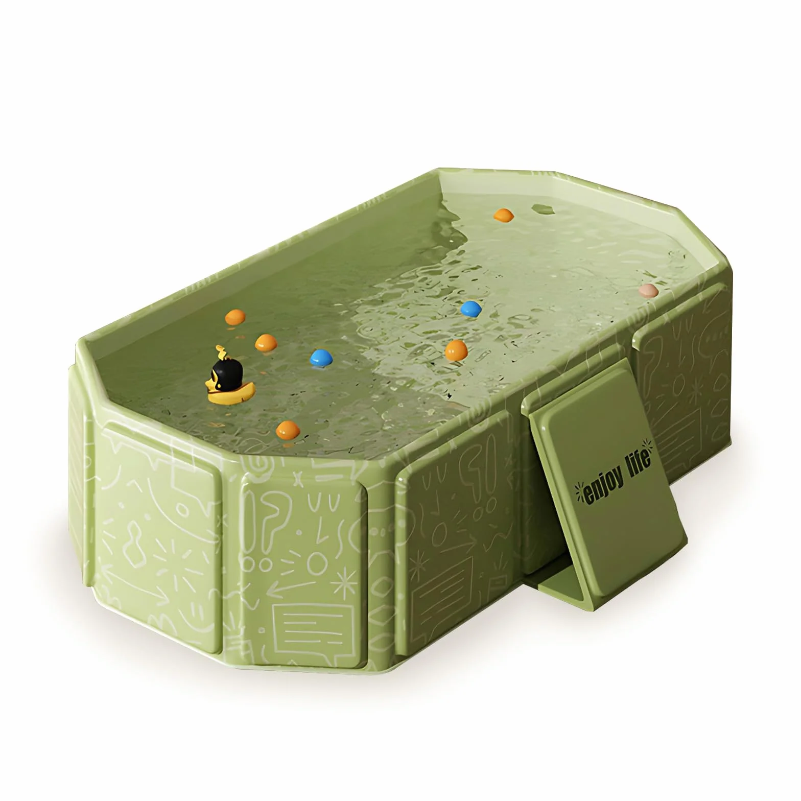 Vasca da Bagno Pieghevole per Neonati, Vasca da Bagno Pieghevole con Tappo di Scarico E Piedini di Supporto, Facile da Riporre in Piccoli Spazi, Vasca Portatile, Green