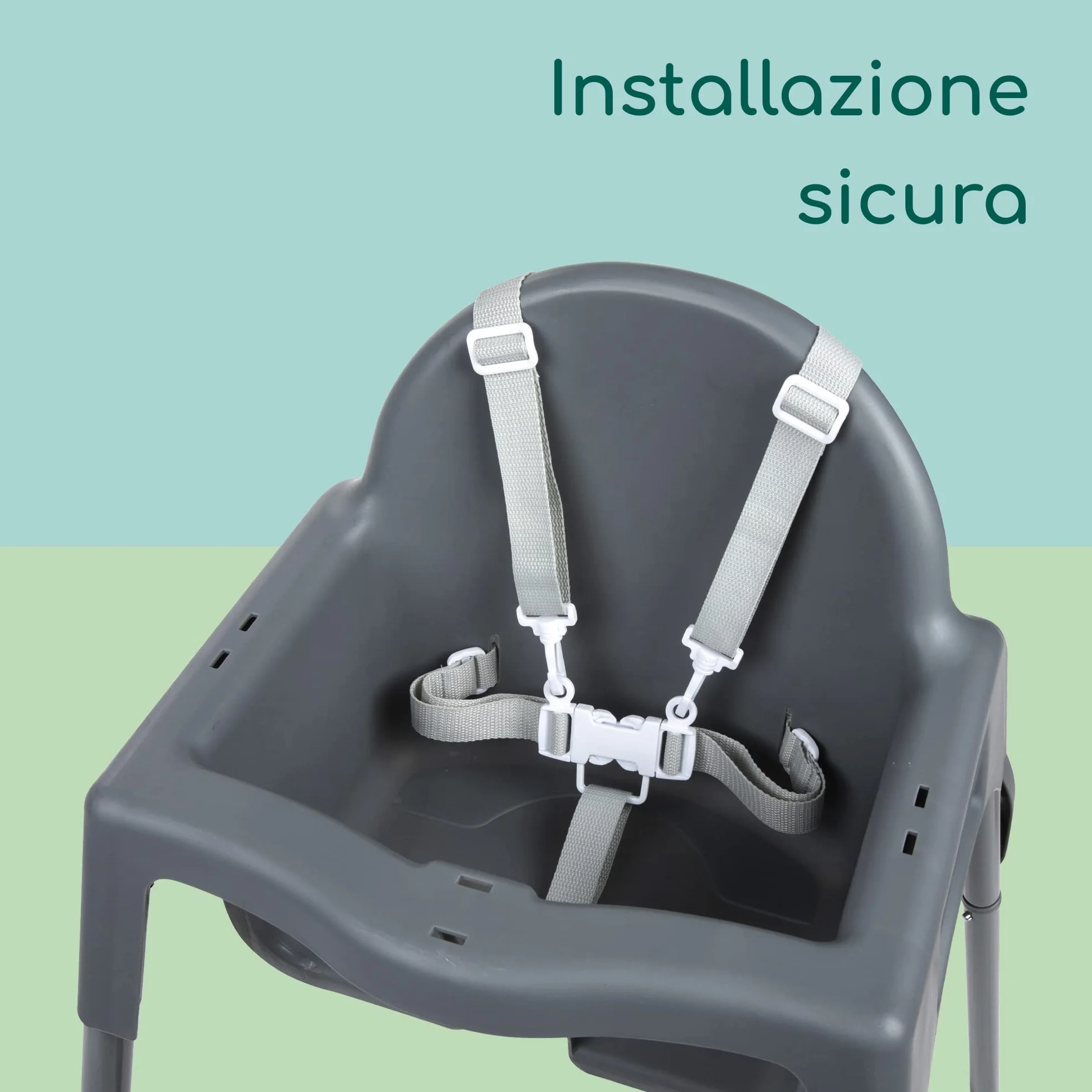 Bebeconfort Meely Seggiolone Pappa Portatile 2 in 1 Convertibile in Sedia Bambini, Seggiolone Evolutivo 6 Mesi-3 Anni, Leggero 3,3 kg, Cintura a 5 Punti, Dark Grey