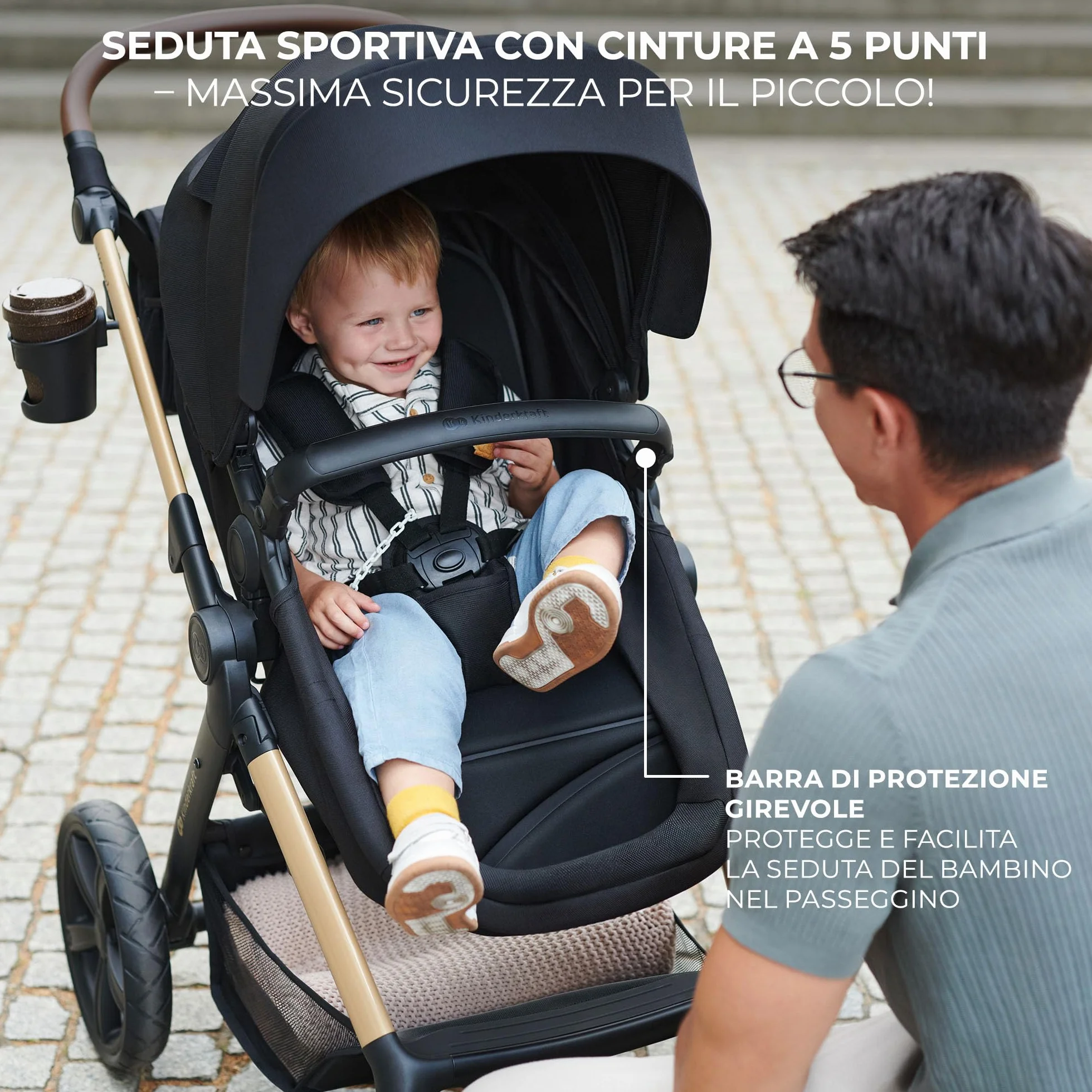 Kinderkraft MOOV 2 passeggino multifunzionale 4 in 1 trio neonato navicella seggiolino auto MINK PRO i-Size Grigio