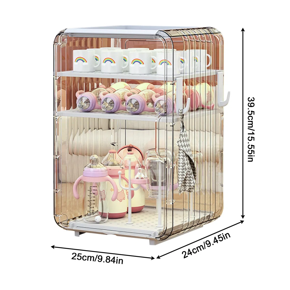 Organizzatore Verticale Per Biberon, Antipolvere, Igienico, Con Vassoio Di Drenaggio, 15,55x9,84x9,45 Pollici, Ideale Per, La Cameretta Dei Bambini, L'armadio E Le Stoviglie Bambini
