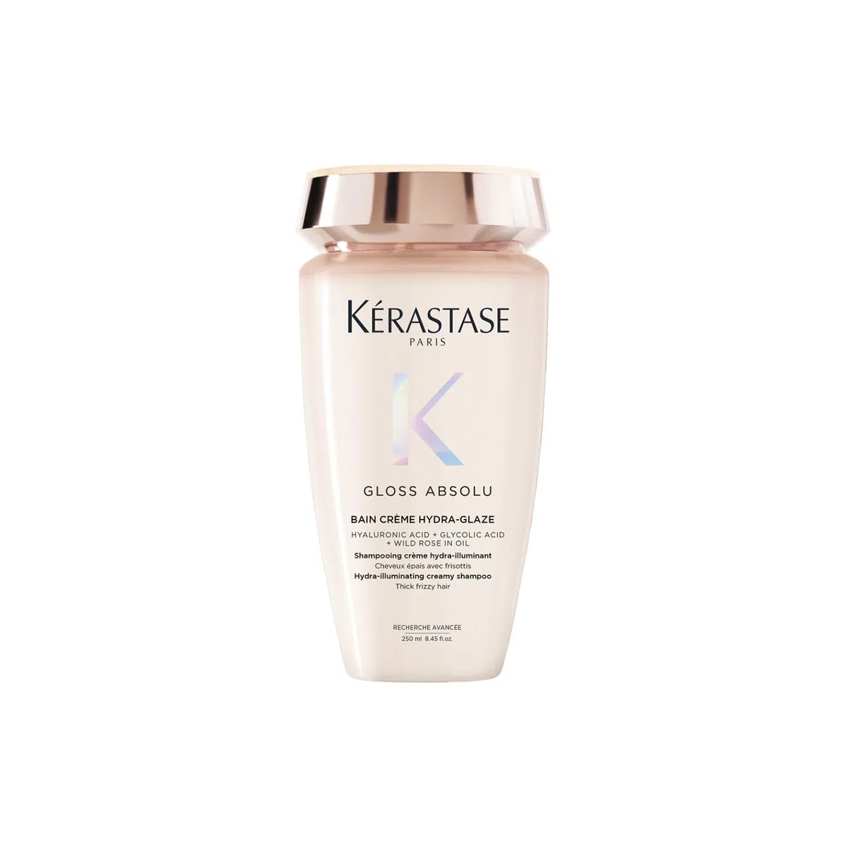 Kérastase, Gloss Absolu, Shampoo per Capelli Spessi Tendenti al Crespo, Con Acido Glicolico, Acido Ialuronico e Olio di Rosa Canina, Bain Crème Hydra-Glaze, 250 ml