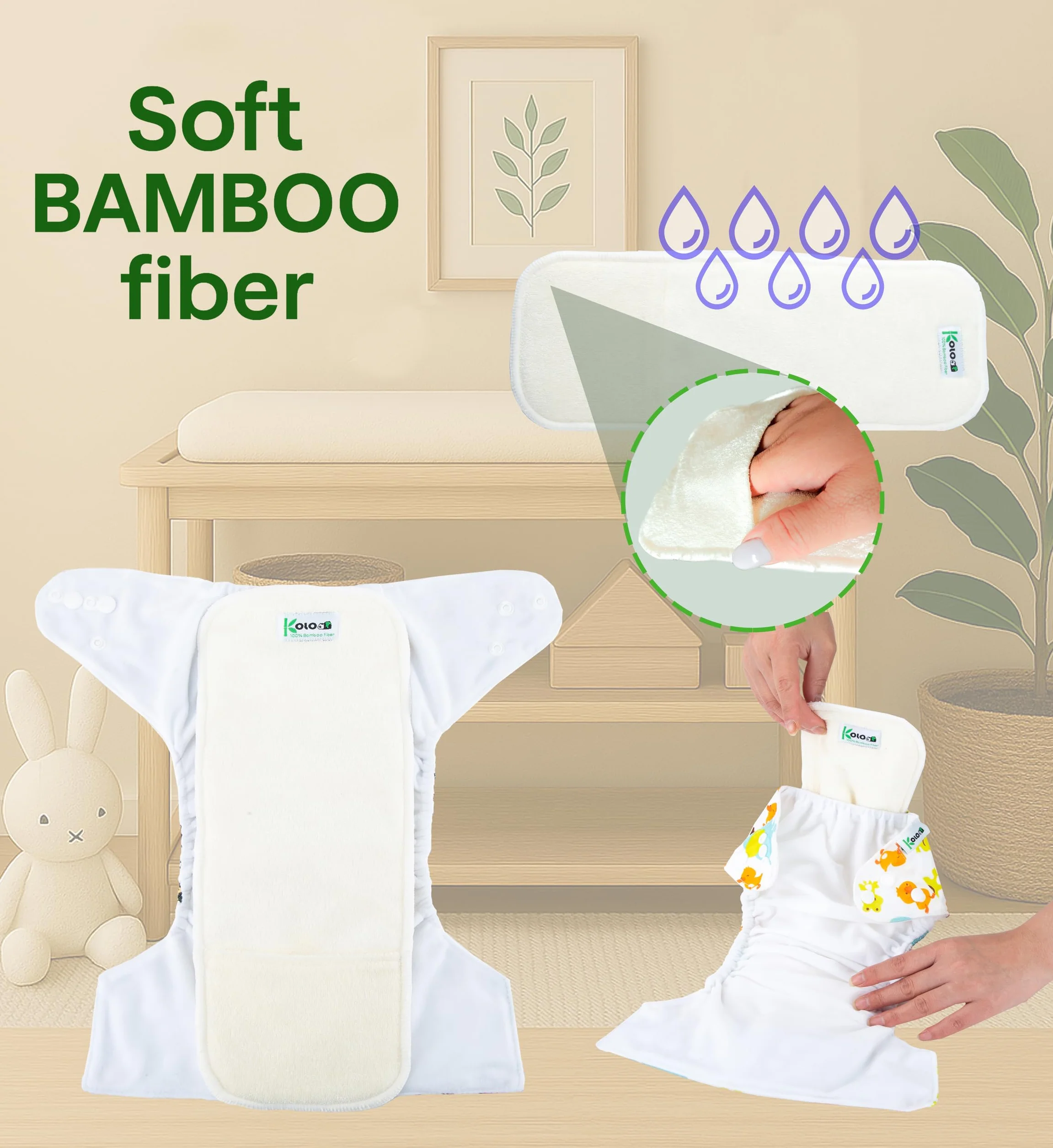 Set di 6 Pannolini Lavabili Riutilizzabili per Bambini e Neonati con Inserti in Bambù e Wetbag Oeko Tex Standard 100