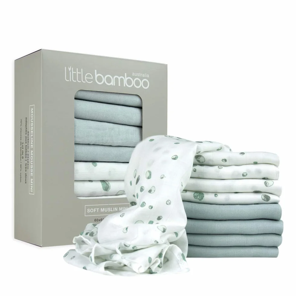 Little Bamboo Confezione da 8 quadrati di mussola 60 x 60 cm grigio whisper grey