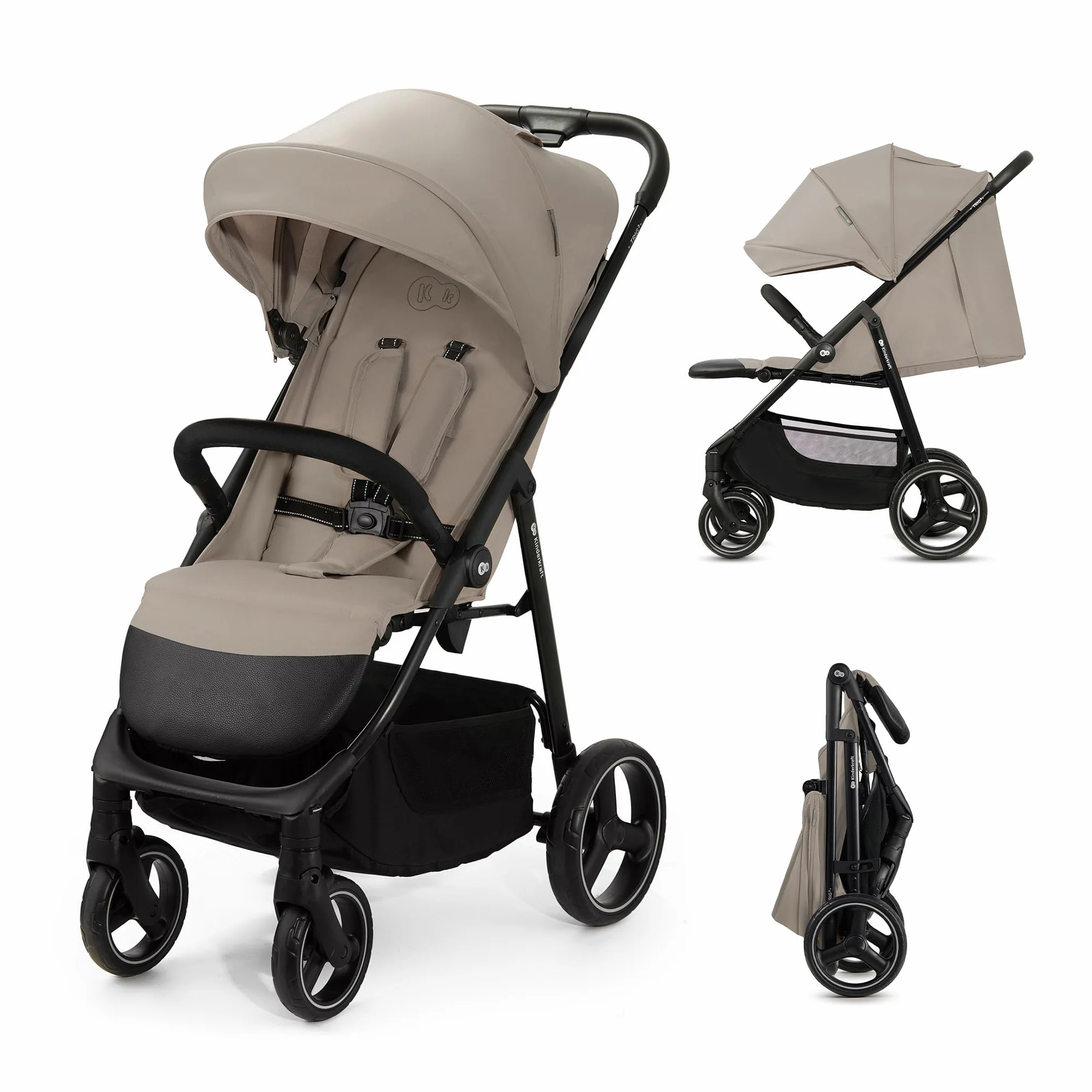 Kinderkraft TRIG 3 Passeggino Leggero Pieghevole Fino a 22 kg Beige