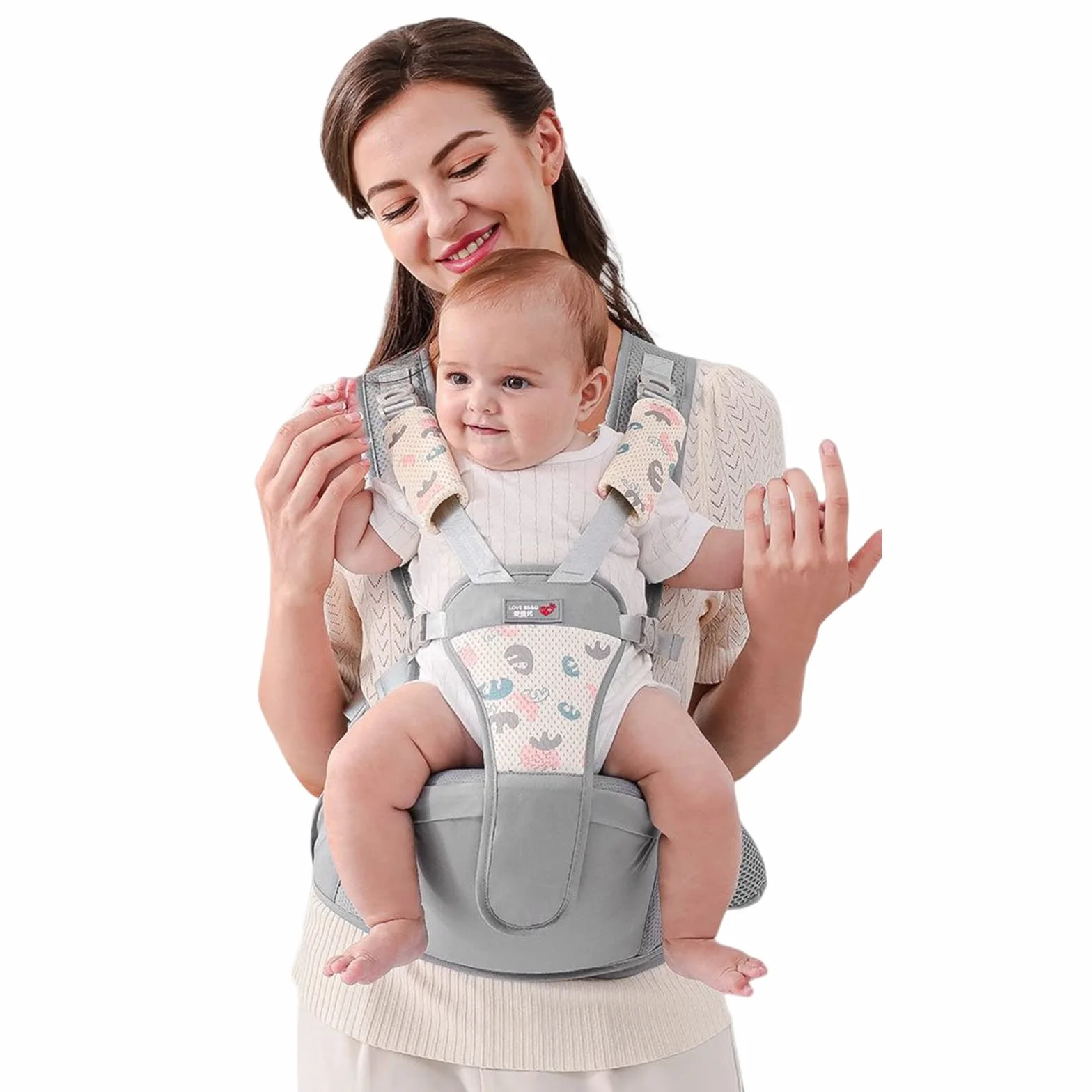 SONARIN Semplice Hipseat Marsupio,Marsupio Neonati con Sedile Multifunzionale Traspirante Portantina Ergonomico Porta Bambino Fascia Porta Bebè per Neonati Bambini 0-36 Mesi(Grigio)