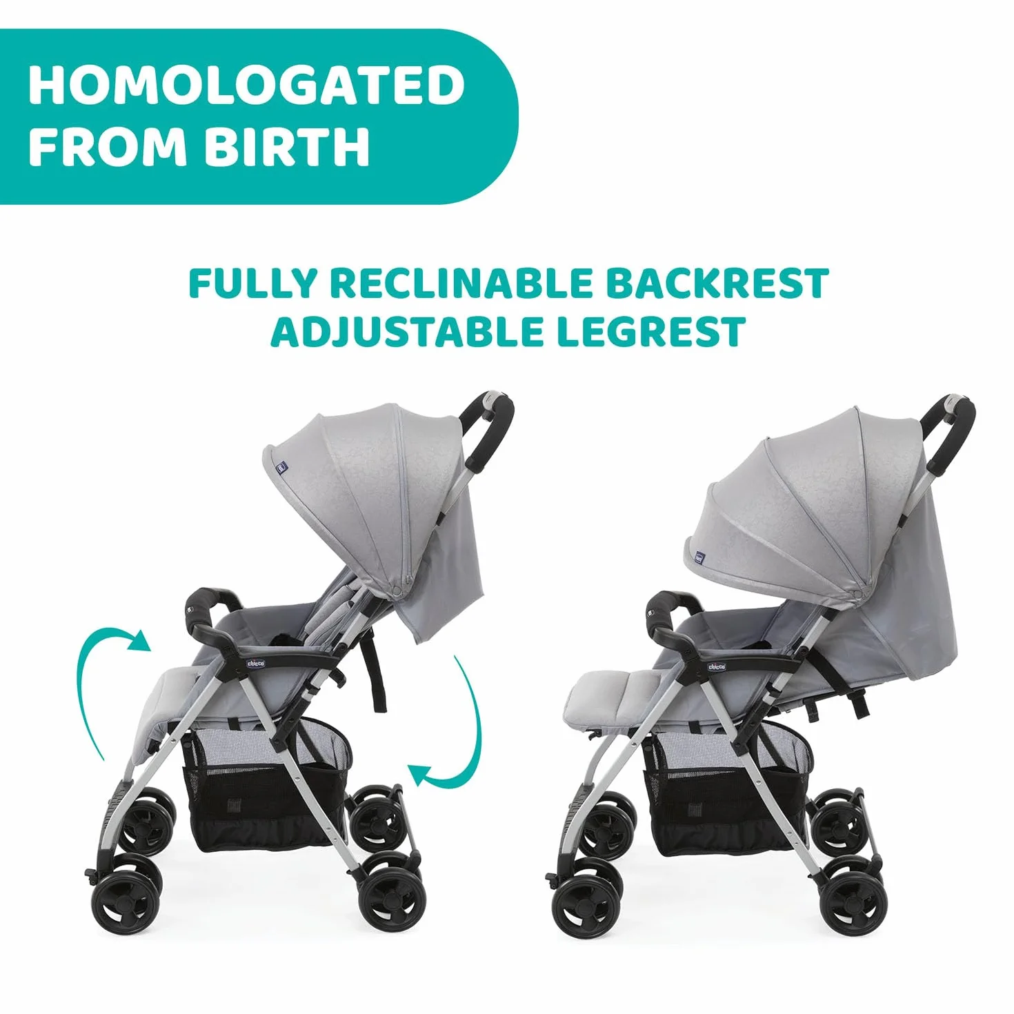 Chicco OHlalà 3 Passeggino Ultraleggero 0-15 kg Reclinabile Pieghevole Grigio