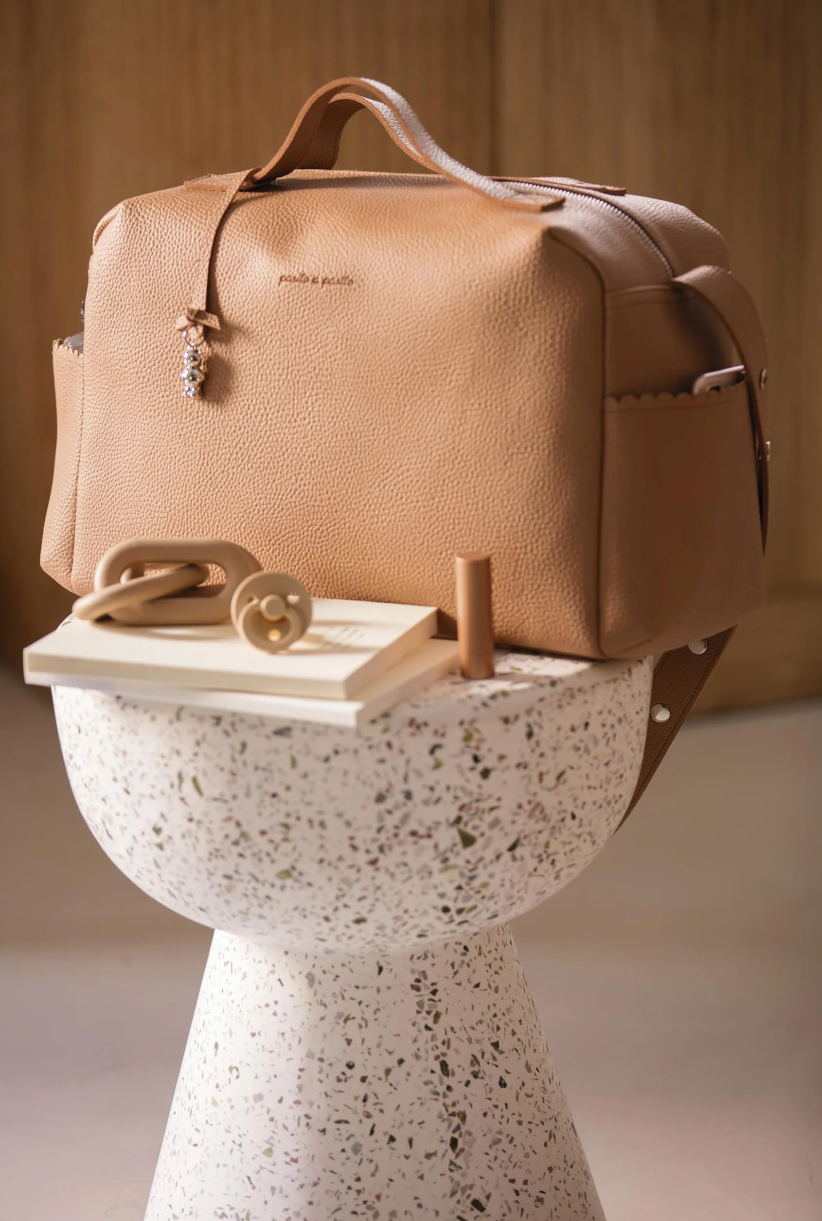 Borsa per pannolini Icon Rosa Beige Grigio Caramella