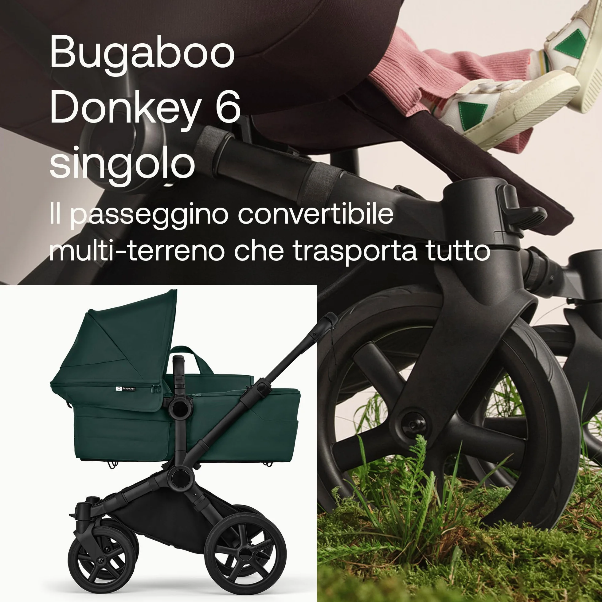Bugaboo Donkey 6 passeggino singolo convertibile doppio gemellare neonato spazio archiviazione borsa laterale