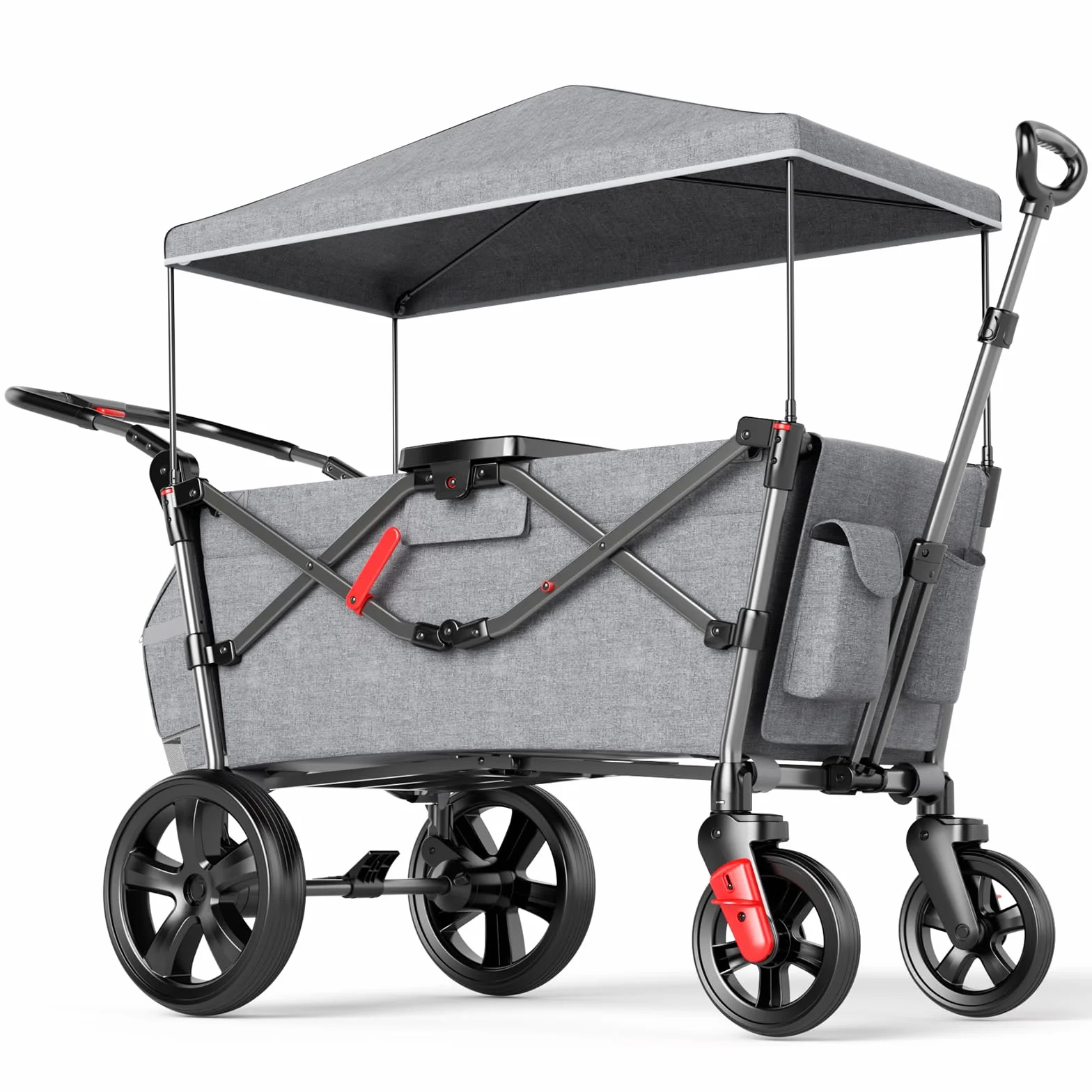 EVER ADVANCED Passeggino pieghevole per bambini con tetto, cintura di sicurezza 2x5 punti, carrello di trasporto con zaino, freno a pedale, capacità 50KG