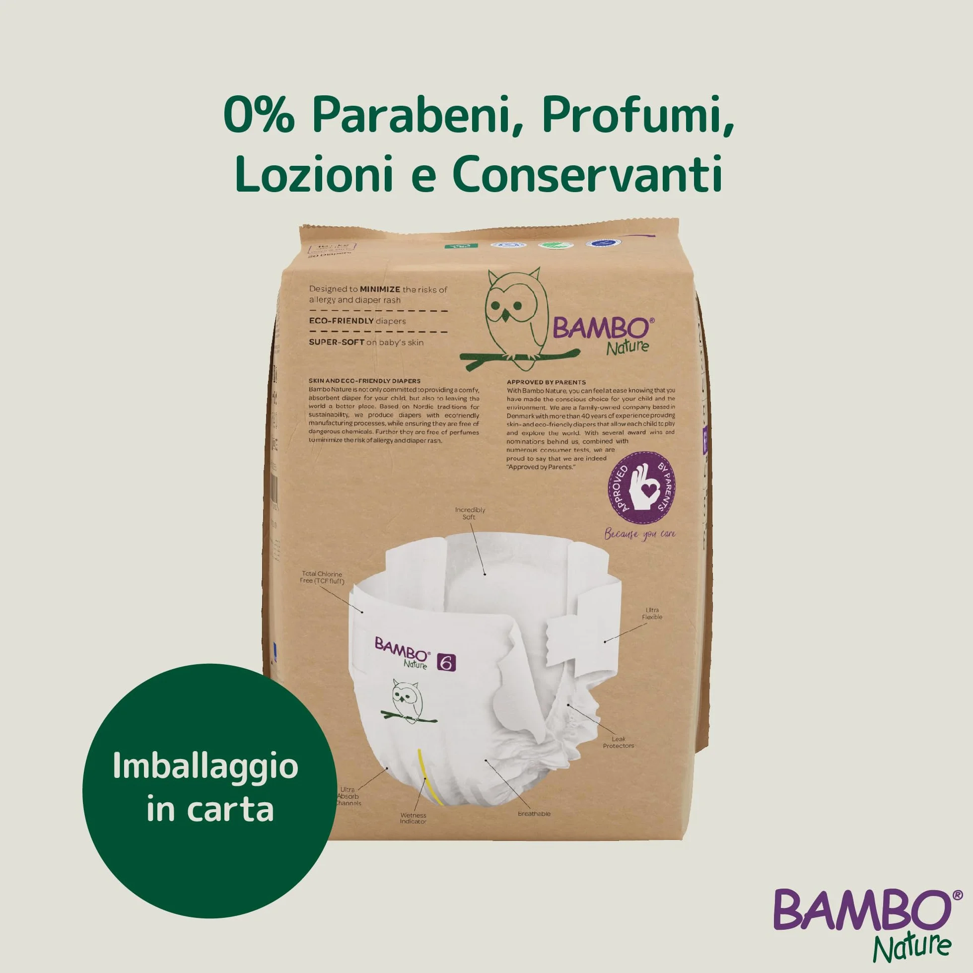 Bambo Nature Pannolini taglia 4 (7-14 kg) 144 pz. Scatola mensile premium protezione perdite dermatologicamente testati