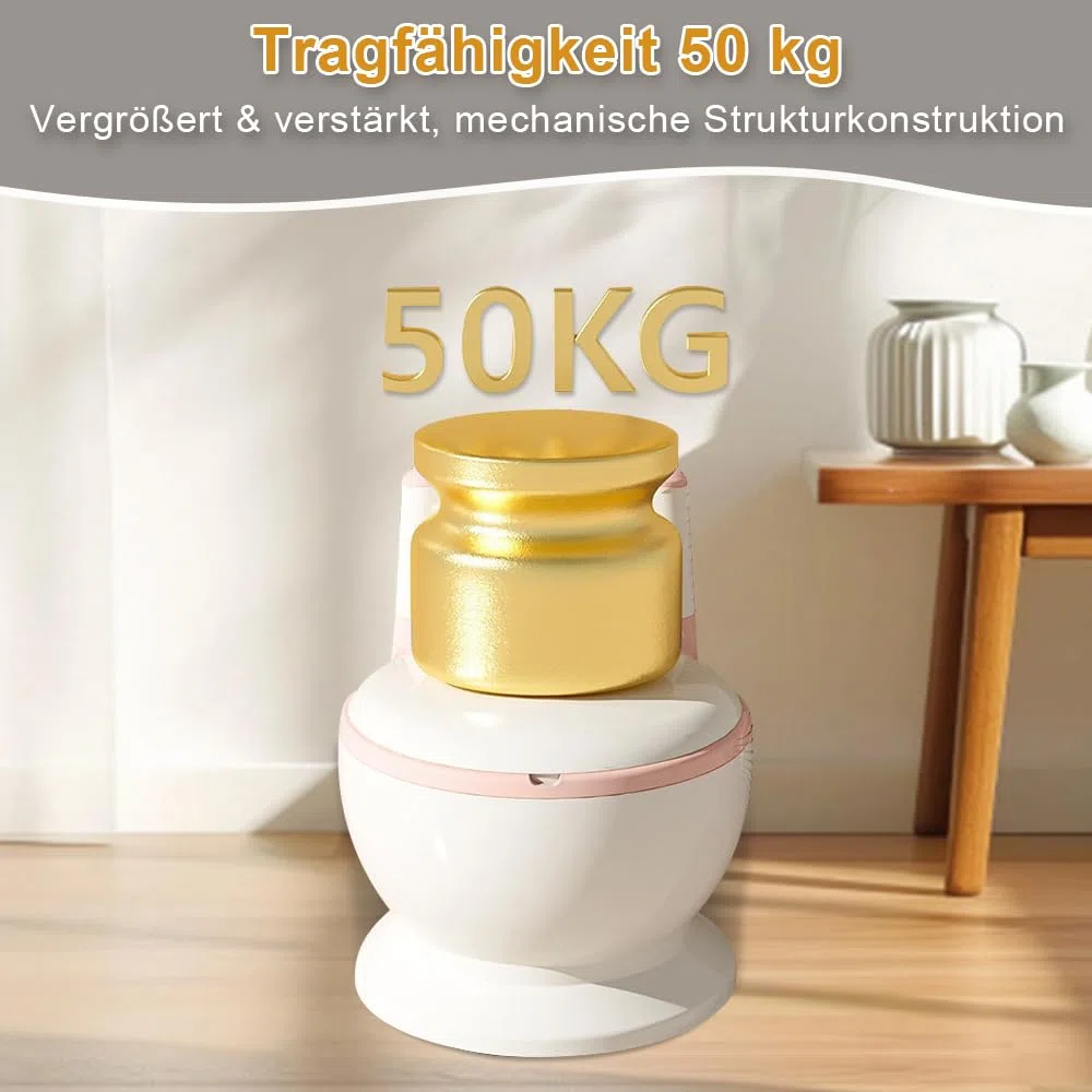 Vasetto da bagno musicale per l'apprendimento della pulizia di 1-4 anni - WC per bambini e neonati - confortevole anti scivolo con rumore di caccia e musica, 50 kg, contenitore rimovibile - rosa - 1