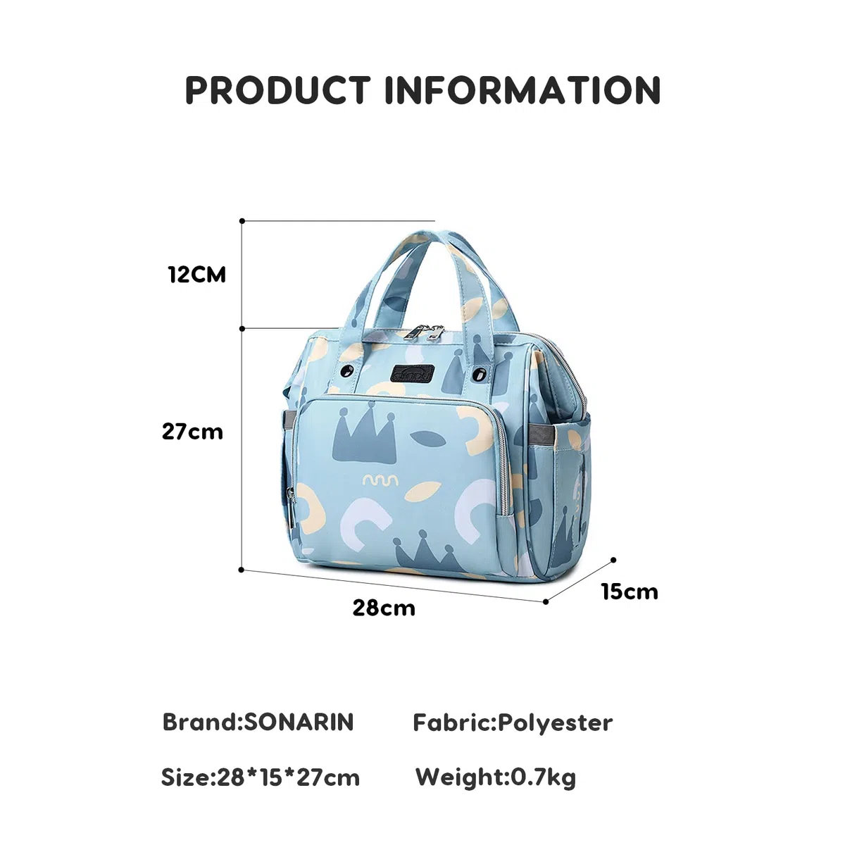 SONARIN Multifunzionale Zaino Fasciatoio Neonato,Grande Capacità Impermeabile Leggera Borsa per Pannolini Zaino Mamma Borsa a Tracolla Borsa Fasciatoio da Viaggio Portatile(Blu)