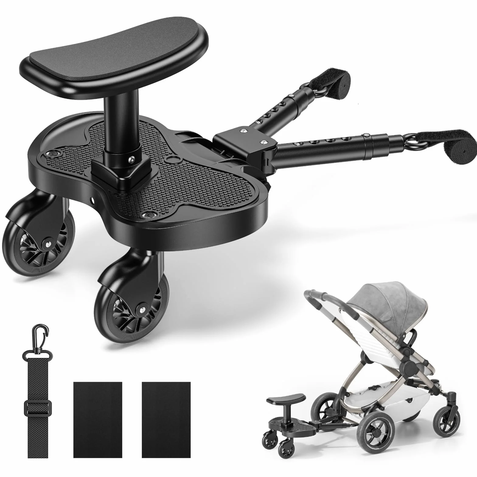 Passeggino con sedile più grande, poggiapiedi per passeggino, universale, per bambini dai 2 ai 6 anni (25 kg), si adatta al 99% di tutti i passeggini, facile installazione, per famiglie con