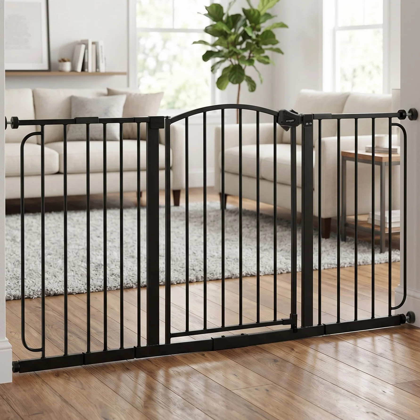 Regalo Safety Super Wide Arched Baby Gate for Hallways, Doorways & Stairs, Fits Openings 75-150cm, Pressure Mounted, Bronze