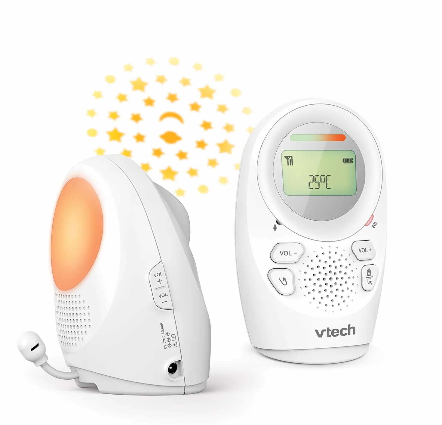 VTech DM1212 Baby Audio Monitor, 460 m Range, 8 Hours Battery, Projection Night Light, Lullabies, Bidirectional