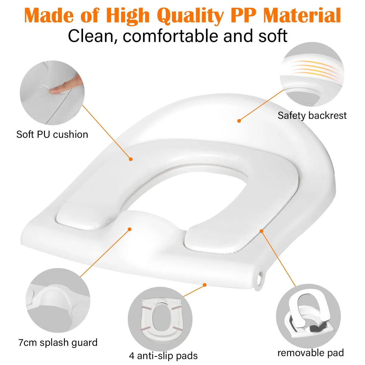 Withosent Riduttore WC Bambini con Scaletta, Altezza Regolabile Scaletta WC con PU Imbottita, Pieghevole 2-in-1 Scaletta Bambini, Riduttore Water con Pedana Antiscivolo per Ragazzi, Ragazze