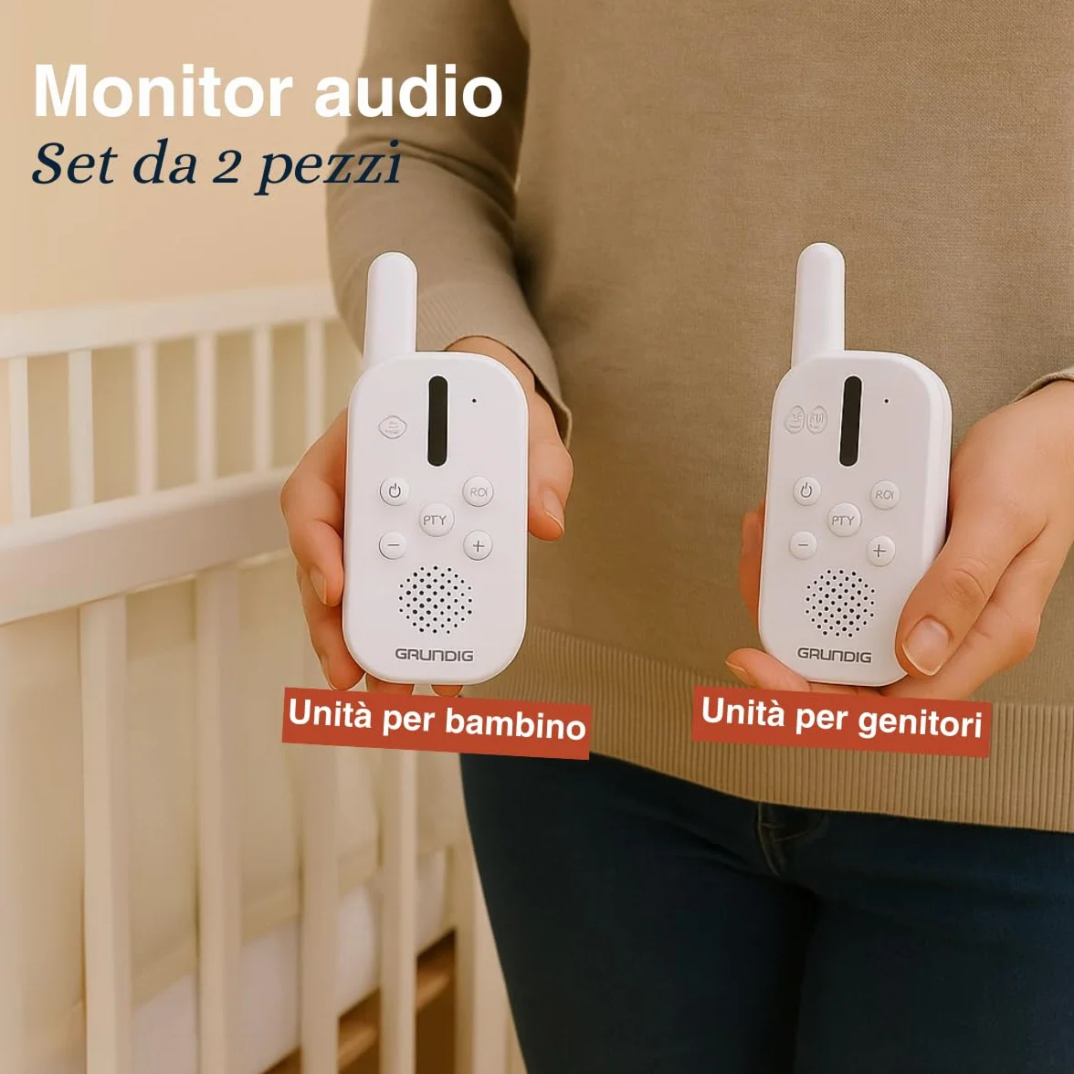 Grundig Baby Monitor Audio DECT Komunikacja Bidirekcyjna LED Dźwięku Baterie Biały
