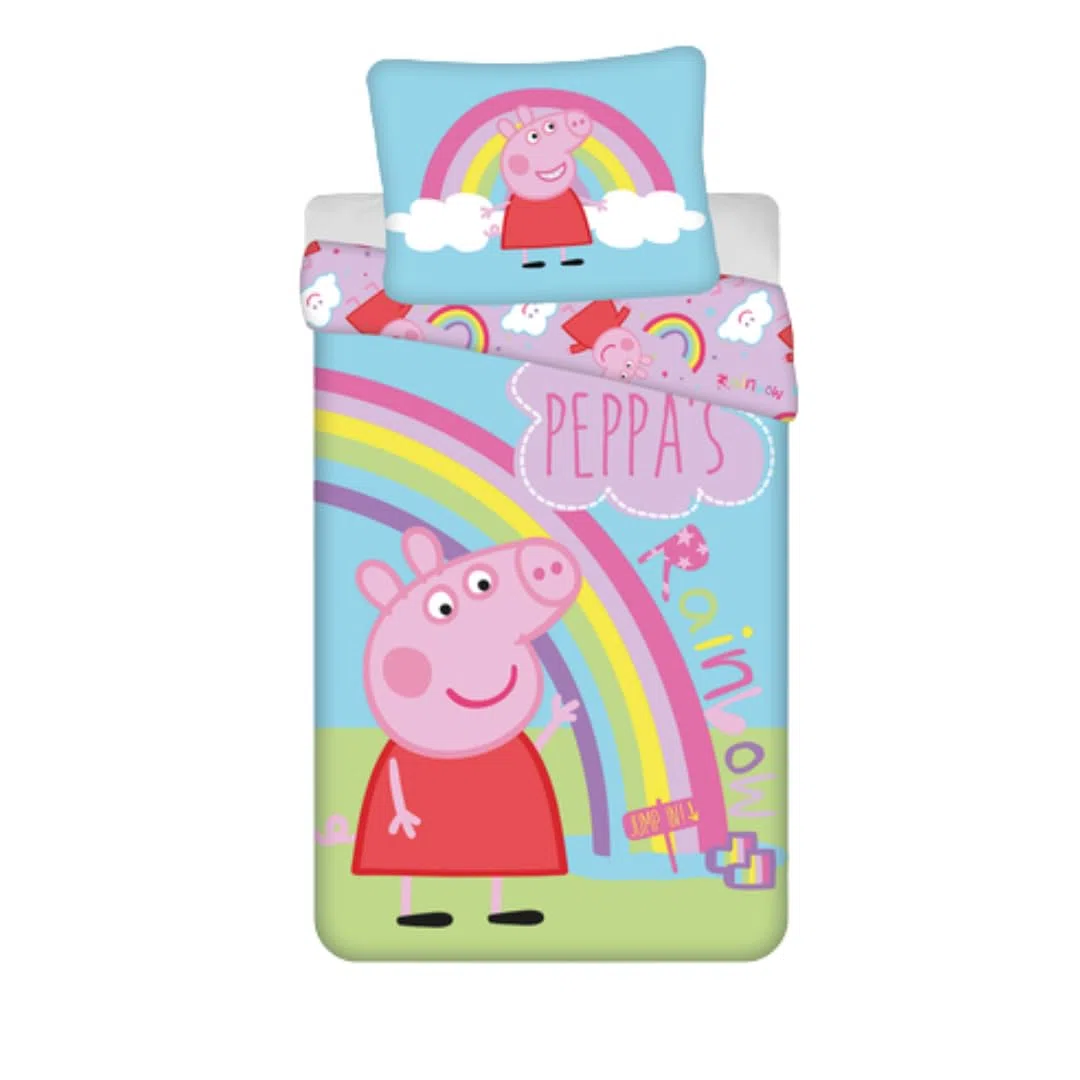 Set di biancheria da letto per bambini Peppa Pig - 2 pezzi - copripiumino - reversibile - 140 x 200 cm - federa - 70 x 90 cm - biancheria da letto - 100% cotone