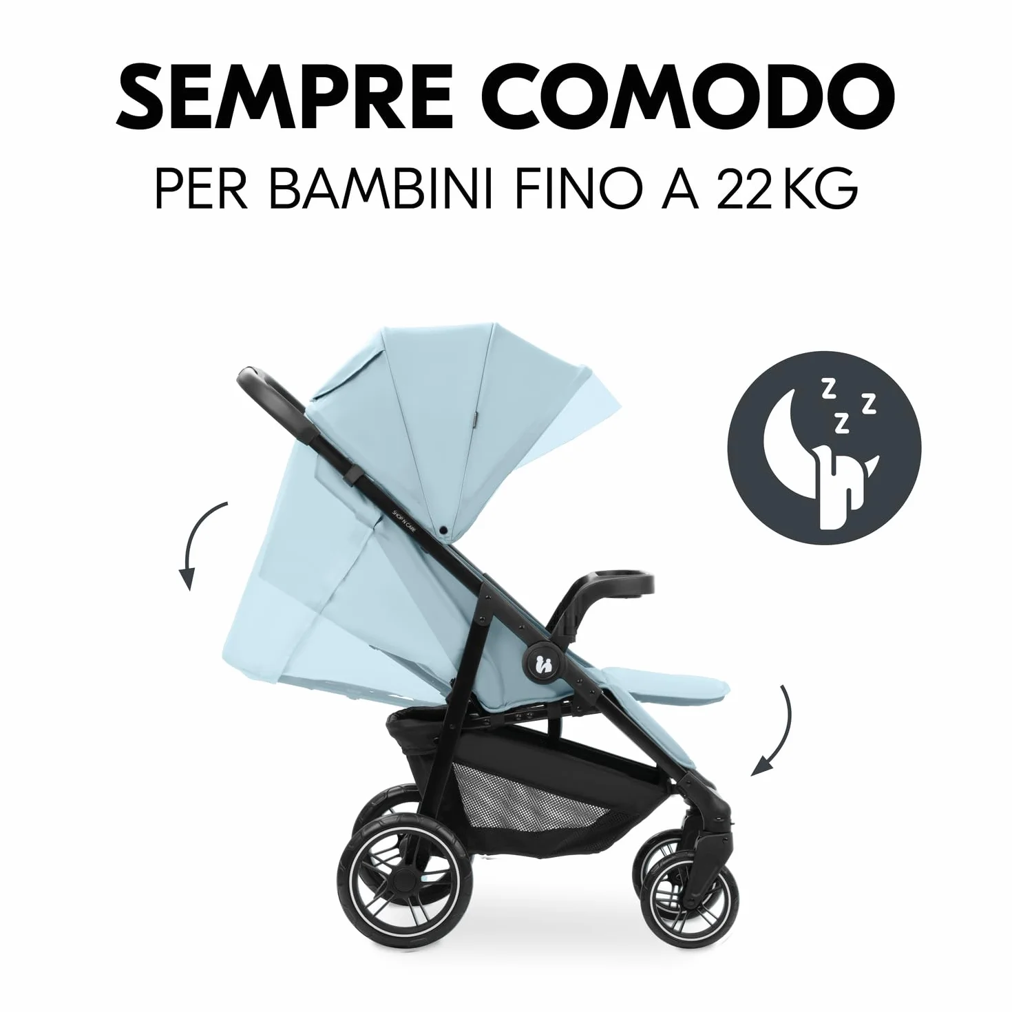 Hauck Passeggino Leggero Shop N Care Reclinabile UPF 50+ Cesto XL Dusty Blu