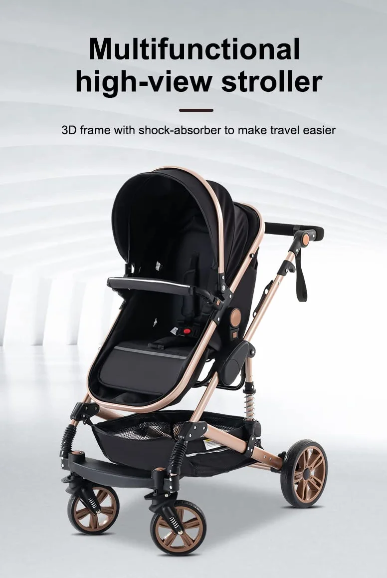 Passeggino 3 in 1 Trio Carrozzina Pieghevole Neonato Rosa