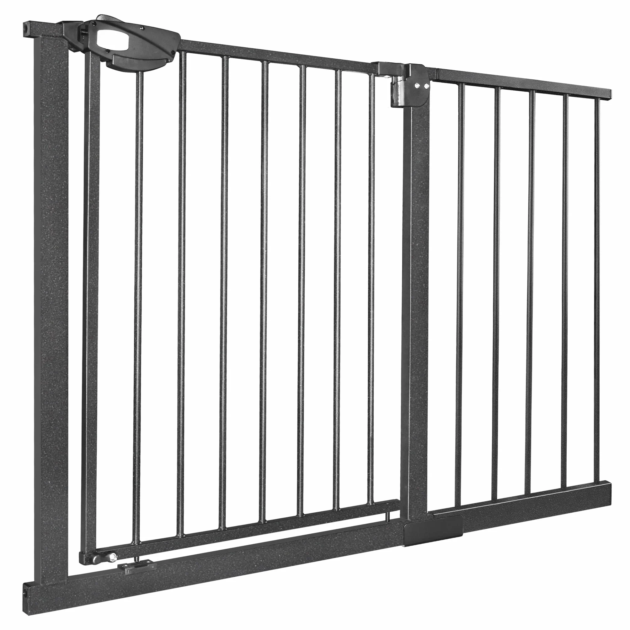 UISEBRT Griglia di protezione per scale senza foratura, per bambini, 105-115 cm di larghezza, chiusura automatica, apertura con una sola mano, in metallo, colore nero